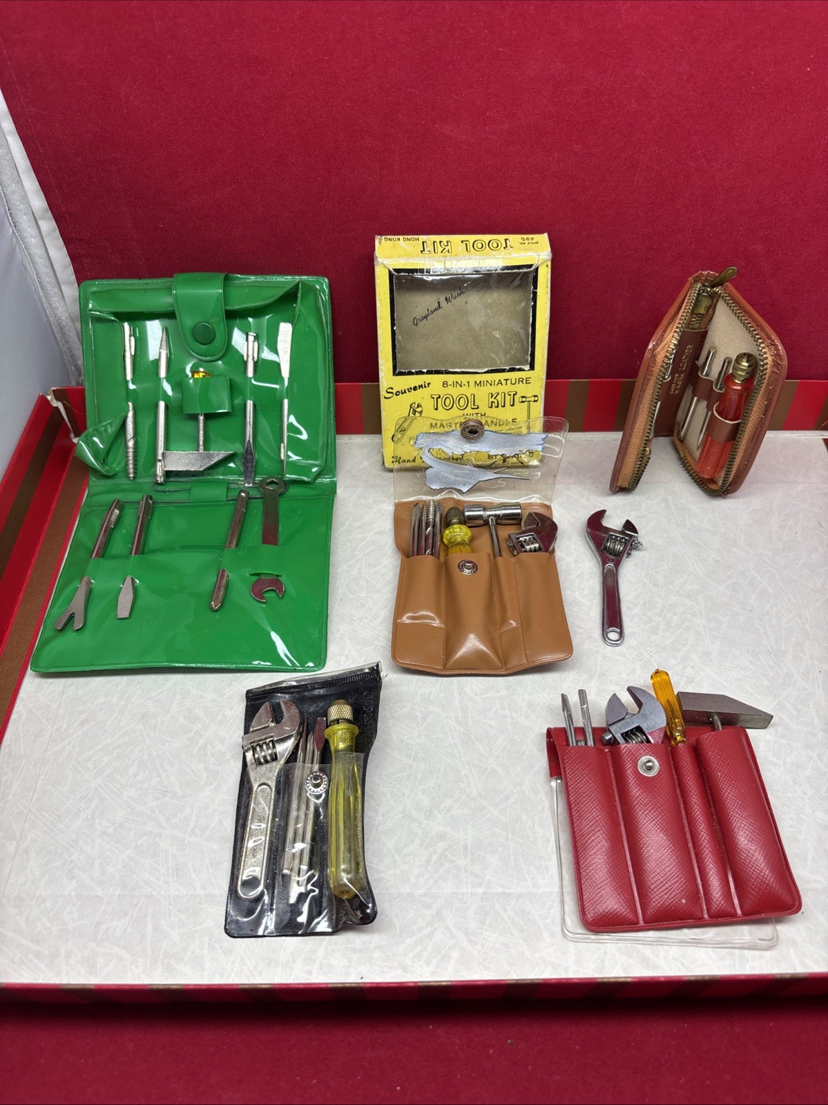 Lot of Vintage Miniature Tool Kits-Wrench-Hammers-Screwdrivers-Hong Kong-Germany