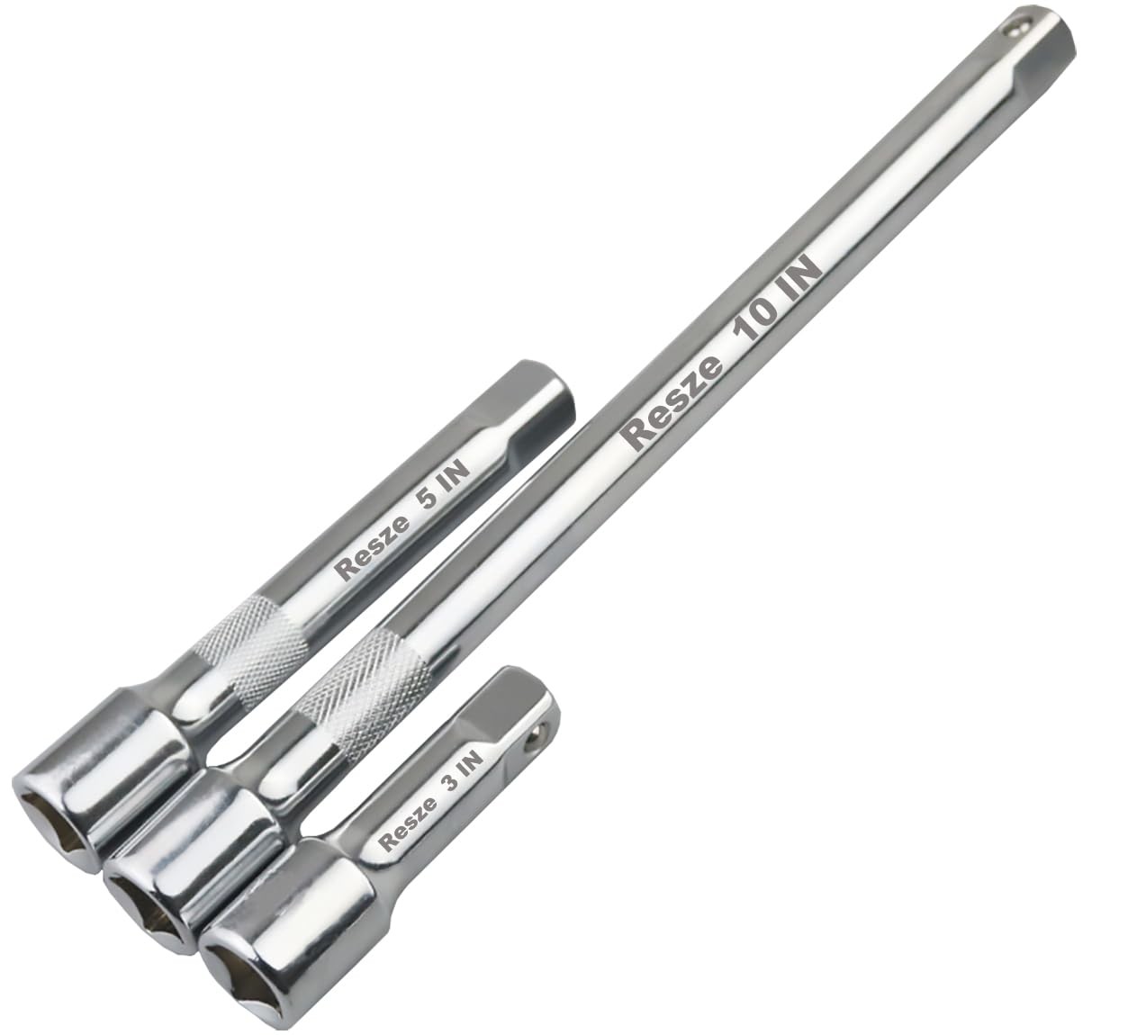 Resze 3 Pcs Socket Extension Set, 1/2″ Drive Impact Bar 3pc, Silver