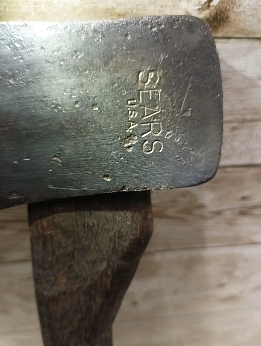 Vintage Sears USA Hatchet Camping Axe Hand Hewn Handle 1-10oz FS