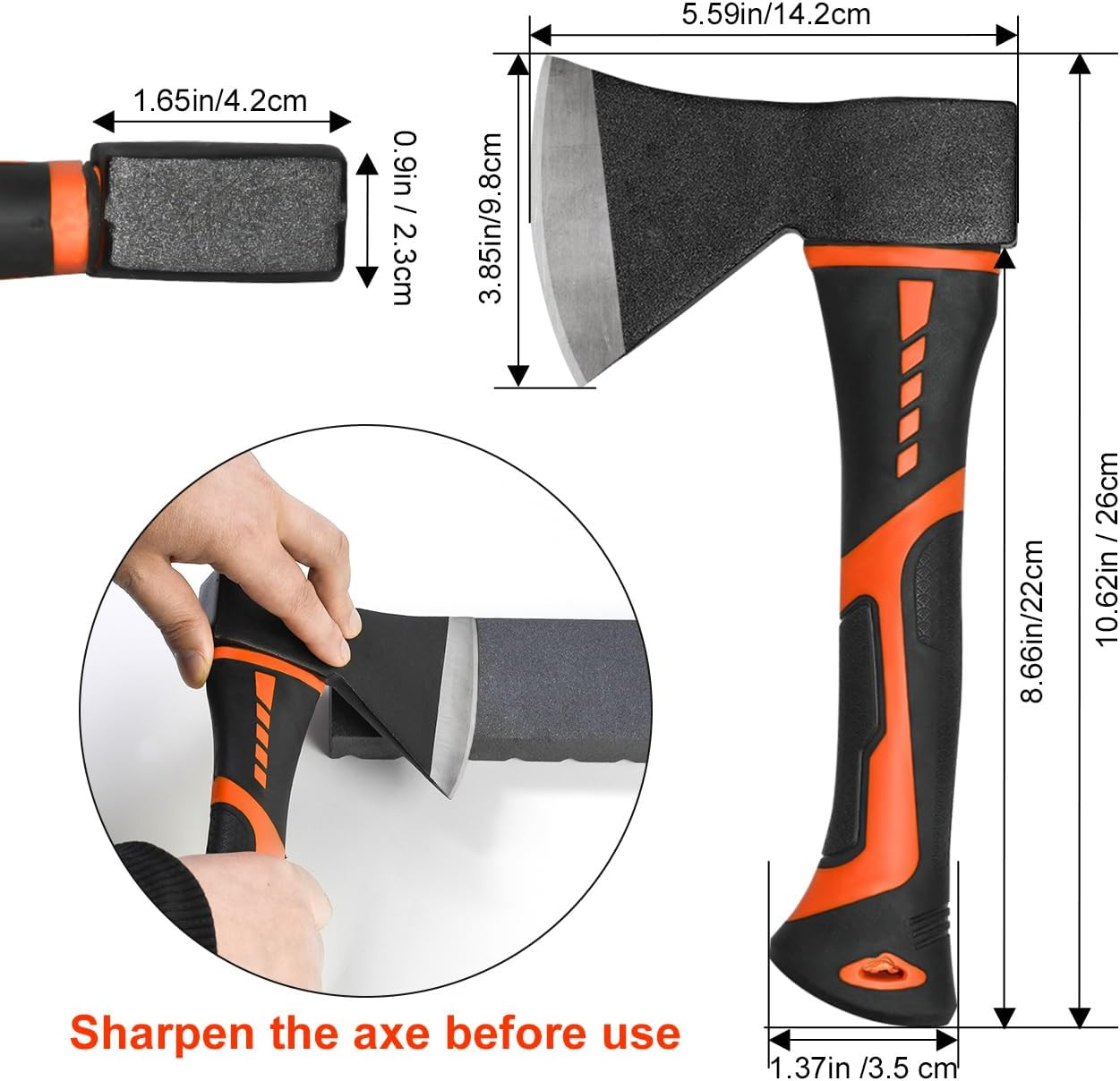 Chopping Axe,10”Camping Outdoor Hatchet for Wood Splitting and Kindling, Forged