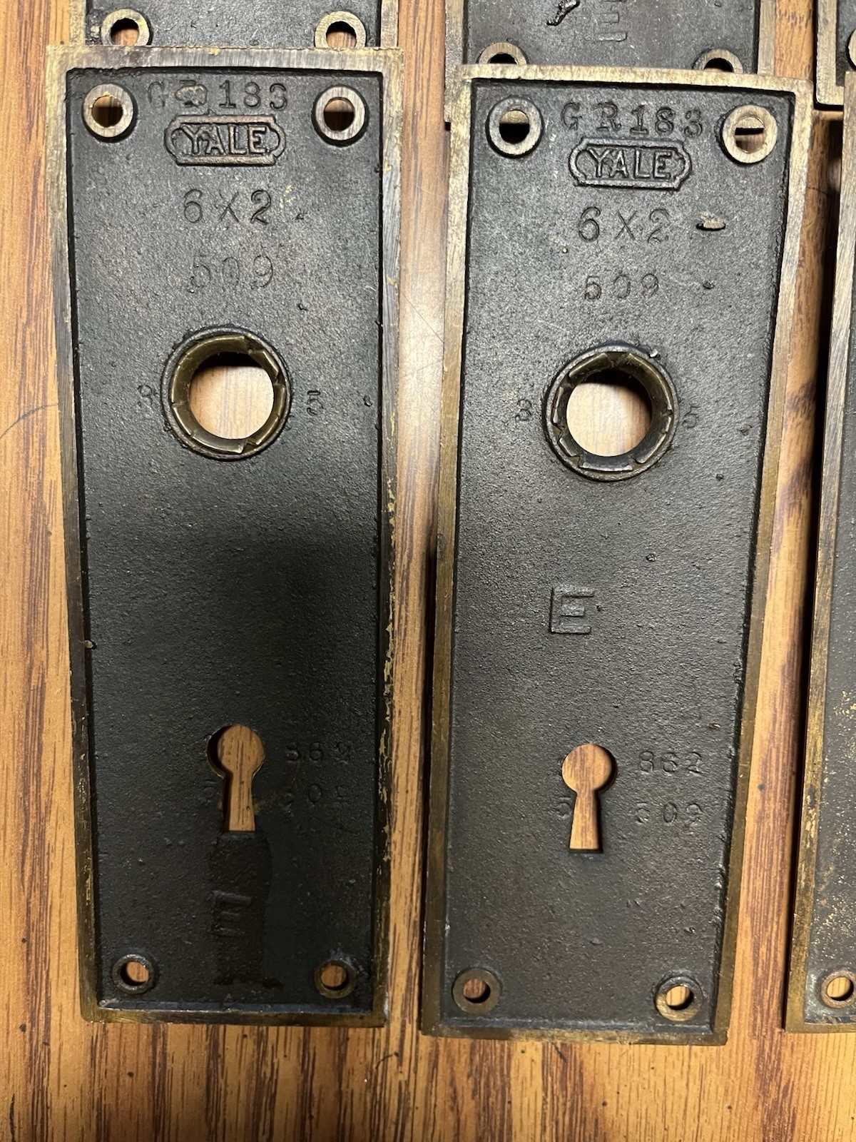 Vtg Yale Brass Door Backplates Cover for Skeleton Key 6” X 2” Lot 14
