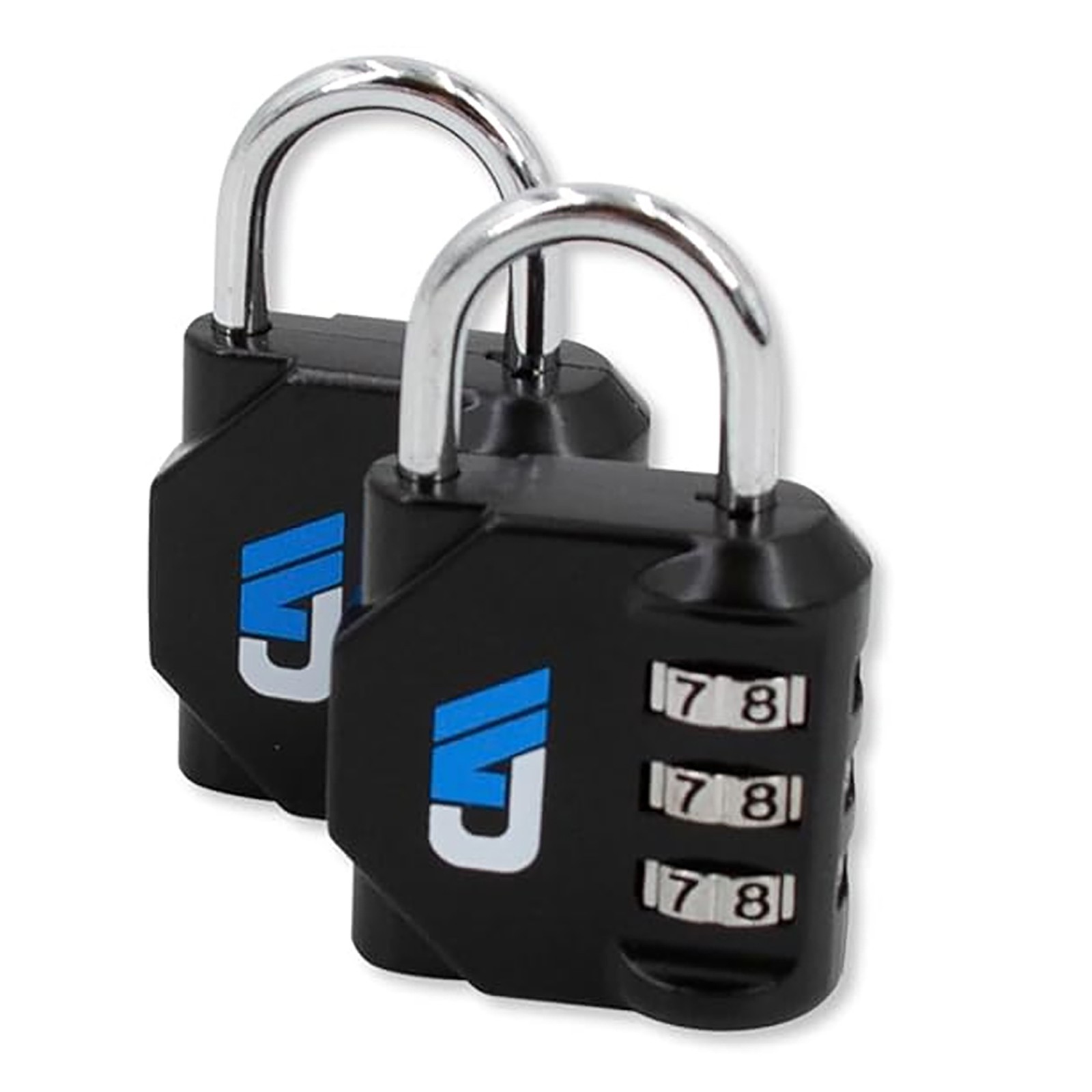 CASEMATIX 3-Digit Combination Padlock Keyless Weatherproof Lock Black, 2-pack