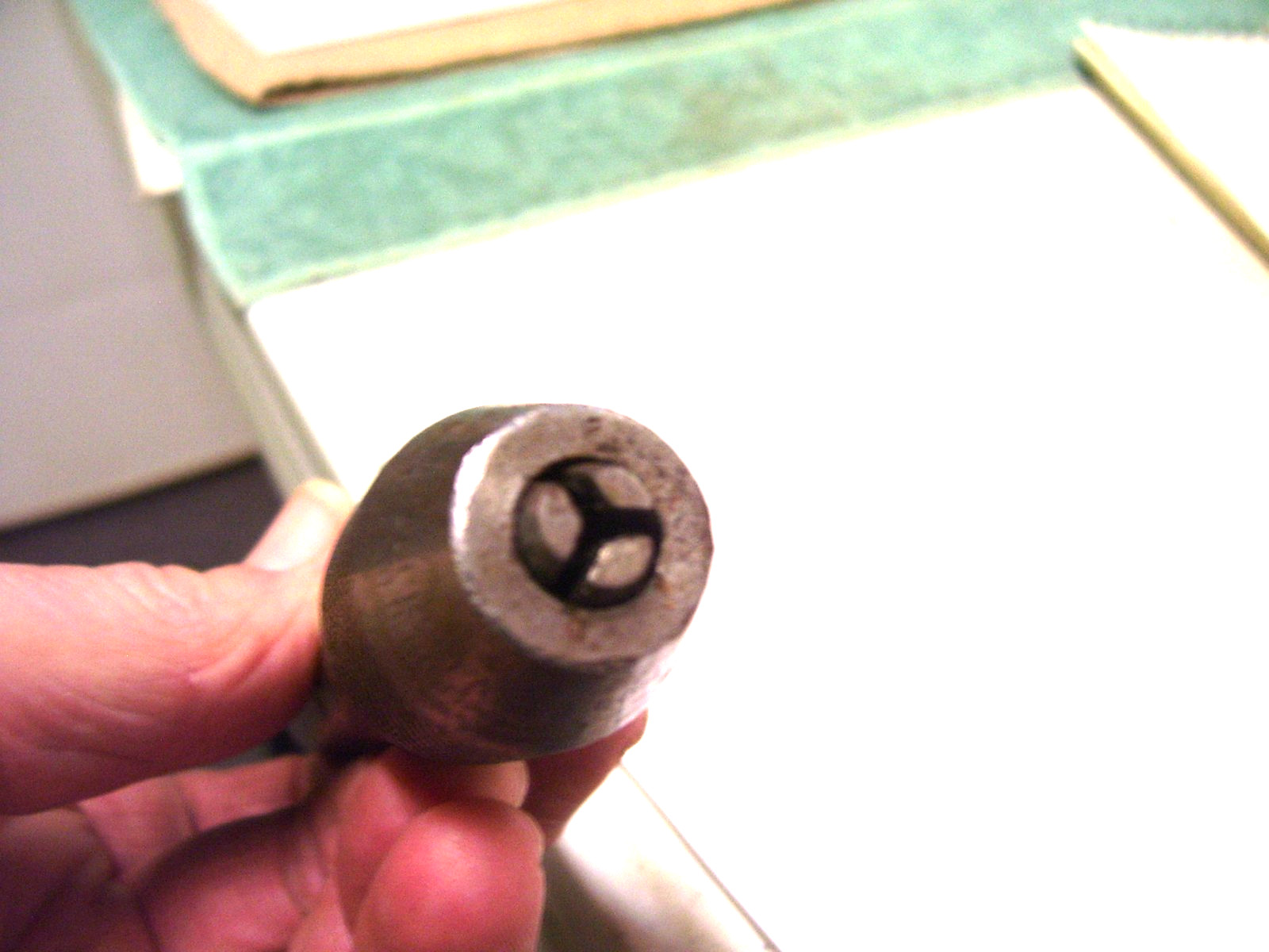 Vtg Millers Falls small drill brace chuck USA, on Union Twist Morse taper shaft