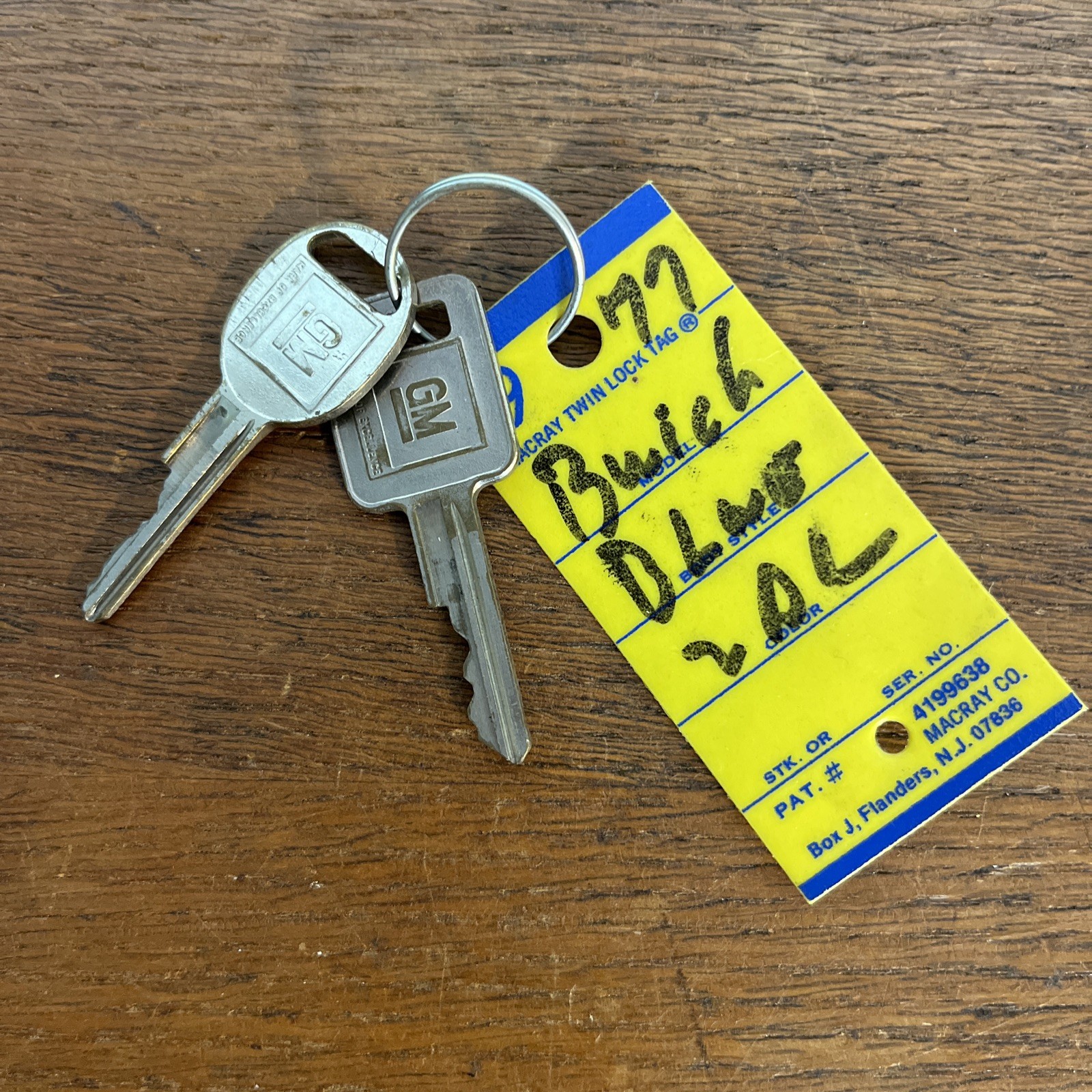 Vintage Set of Automotive Keys Lot of 2 1977 GM Buick