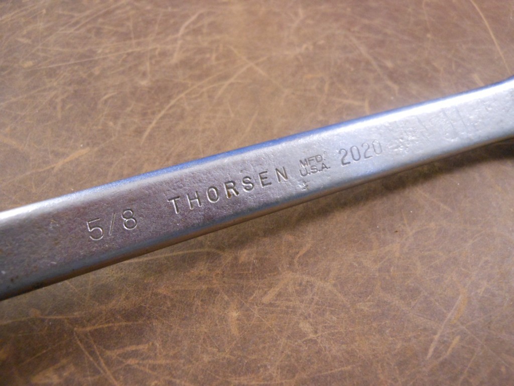 Vtg Thorsen Mfd. USA 2020 5/8″ SAE 8 1/2″ LONG Version Combination Wrench