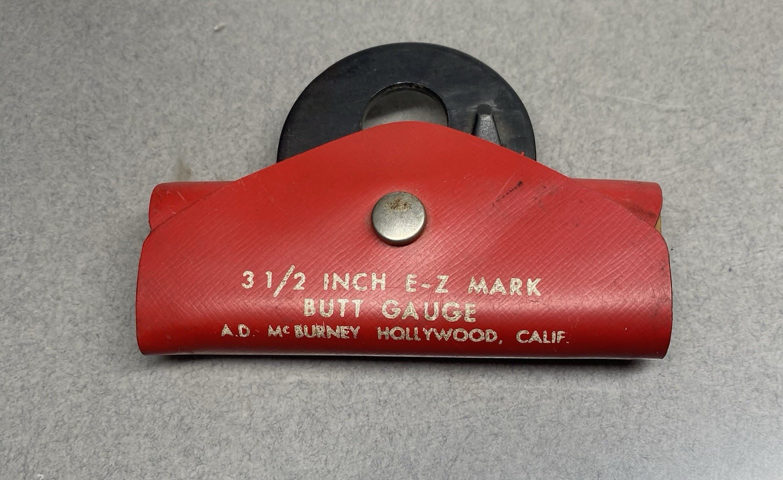 Vintage A.D. McBurney E-Z Mark Butt Gauge 3-1/2″ w Original Case & Instructions