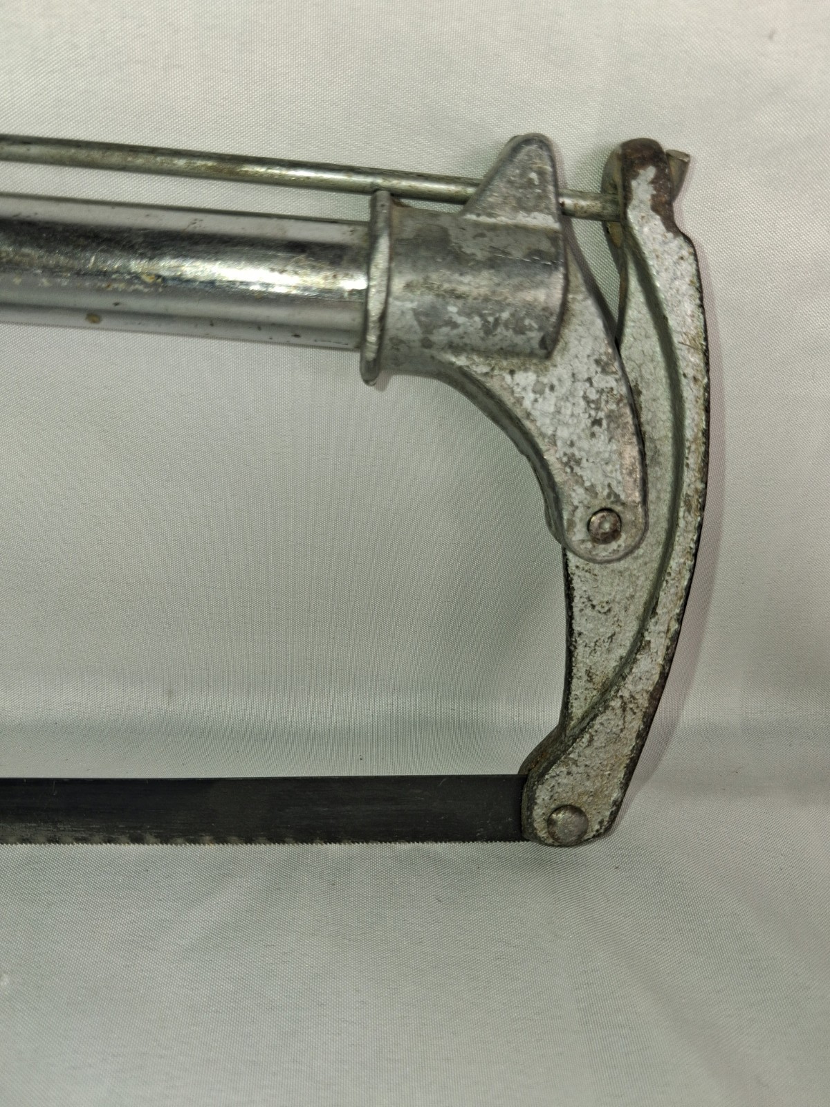 Vintage Continental Adjustable Hacksaw Cast Aluminum Frame Blue Handle Hand Saw