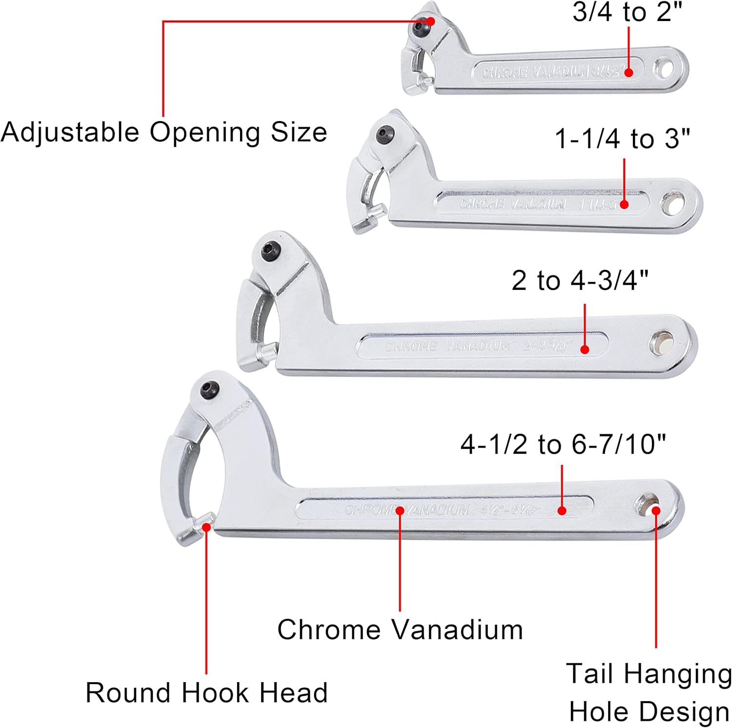 Adjustable Spanner Hook Wrench for Hydraulic Ram Cylinder, Mechanical Machine…
