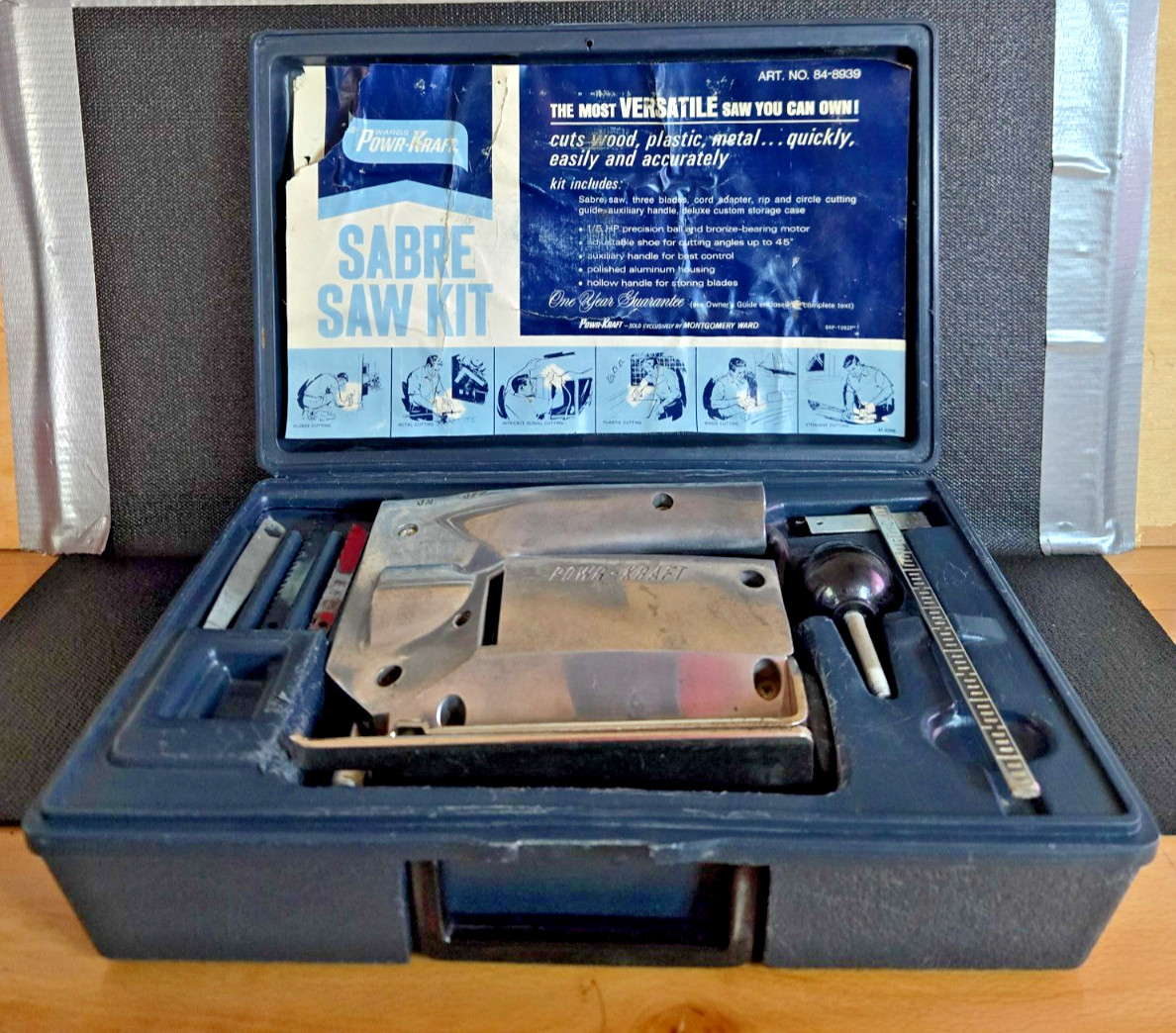Montgomery Ward Powr Kraft 8934 Sabre Jig Saw with Case, Blades & Fence Complete