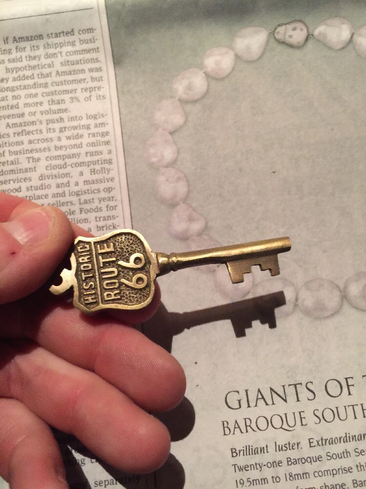 Route 66 Collector Key Highway Interstate Road BRASS Car Truck Auto Americana