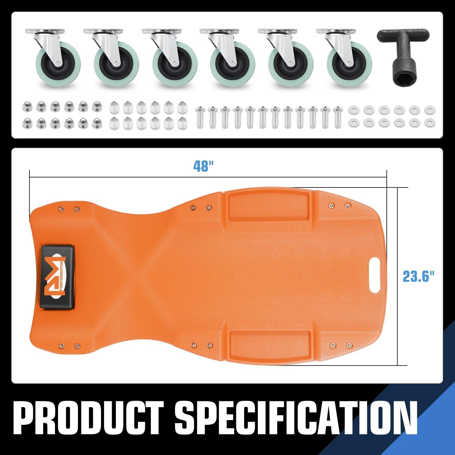 Inches Heavy-Duty Low-Profile Roller Automotive Creeper with Padded Headrest, Or