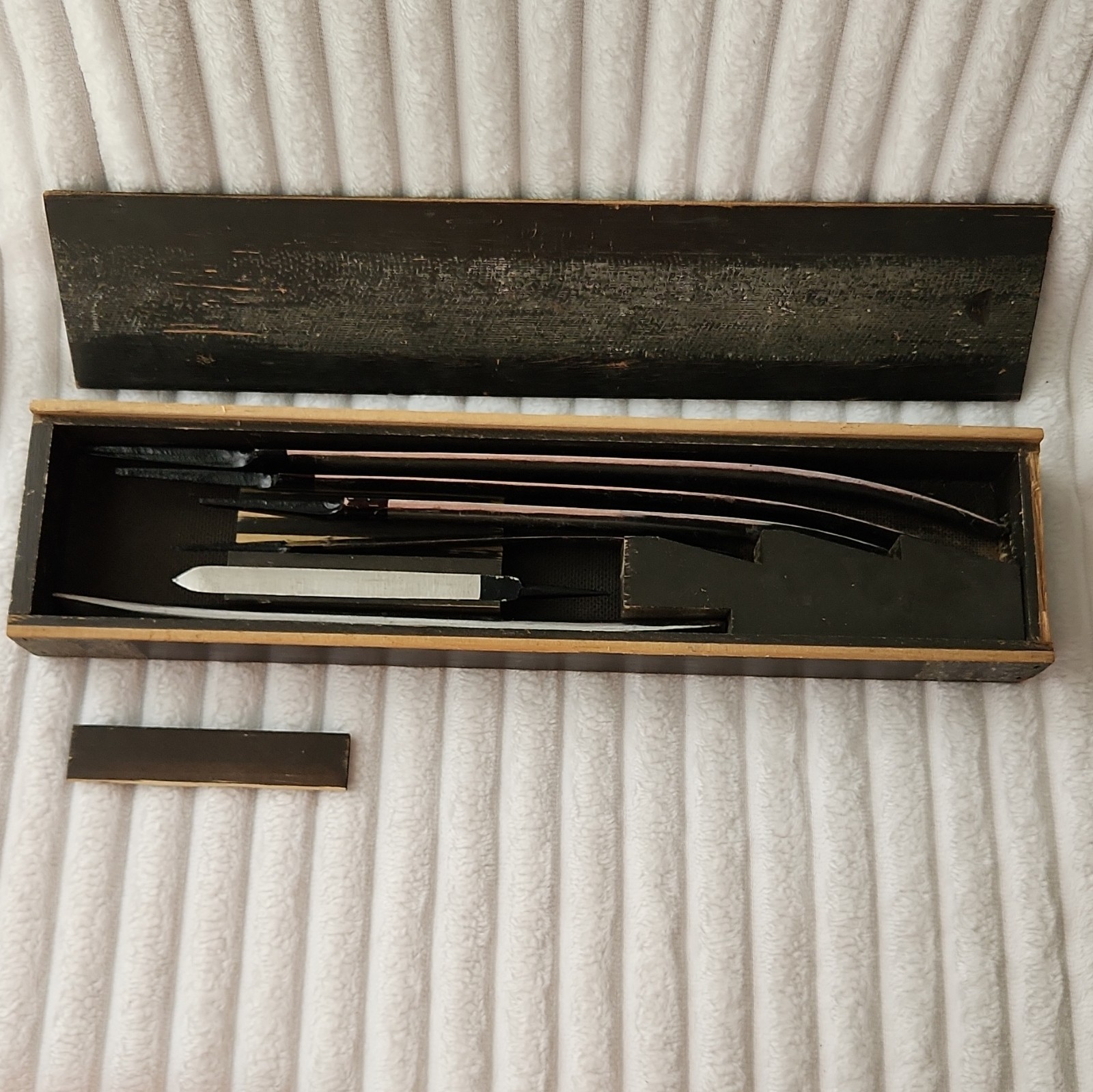 NOS Vintage Unbranded Bearing Scraper Set Machinist Hand Tools Wood Case