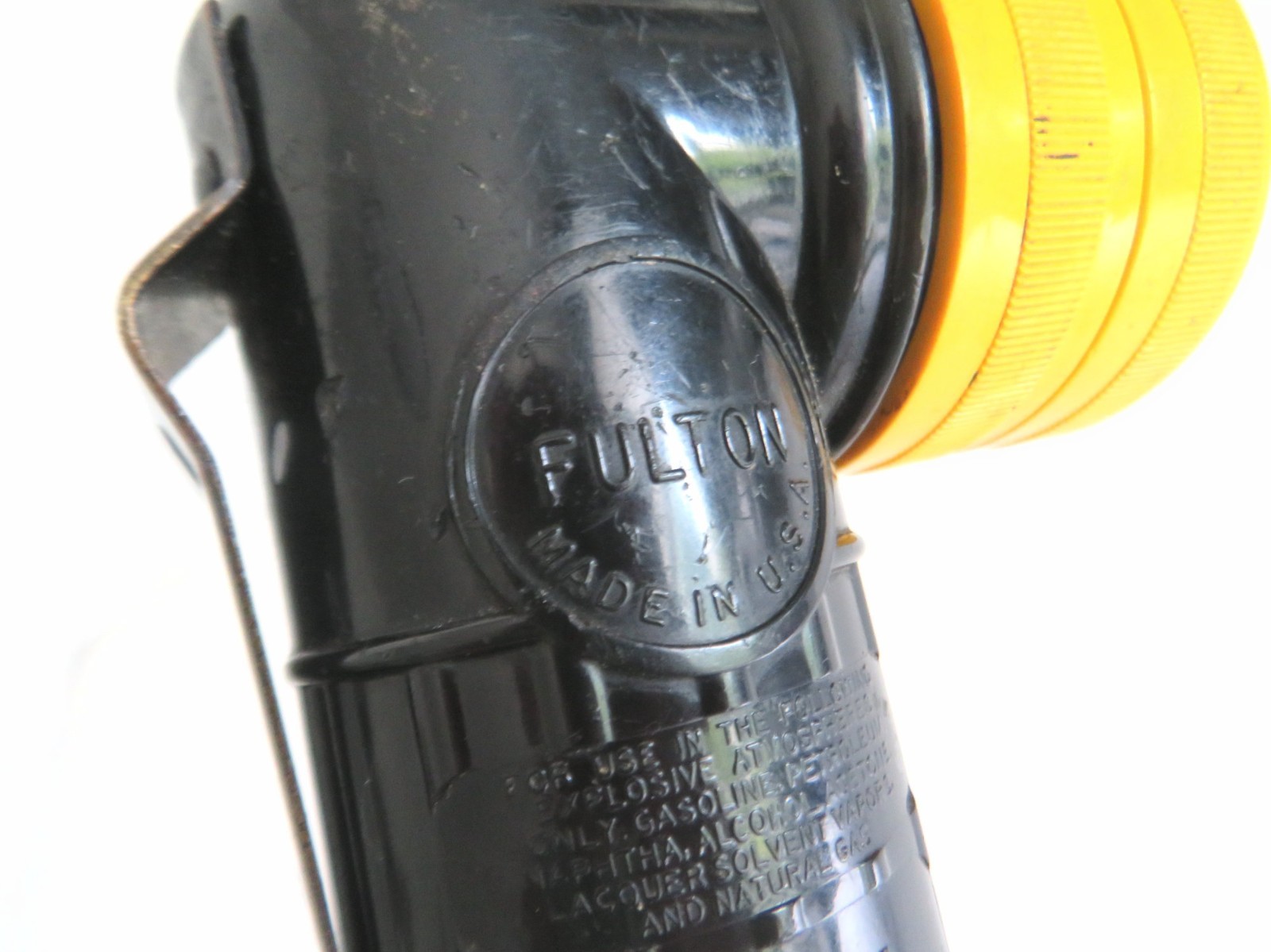 FULTON Angle Flash Light MX-212/U Black&Yellow w/Clip and Loop Made in USA