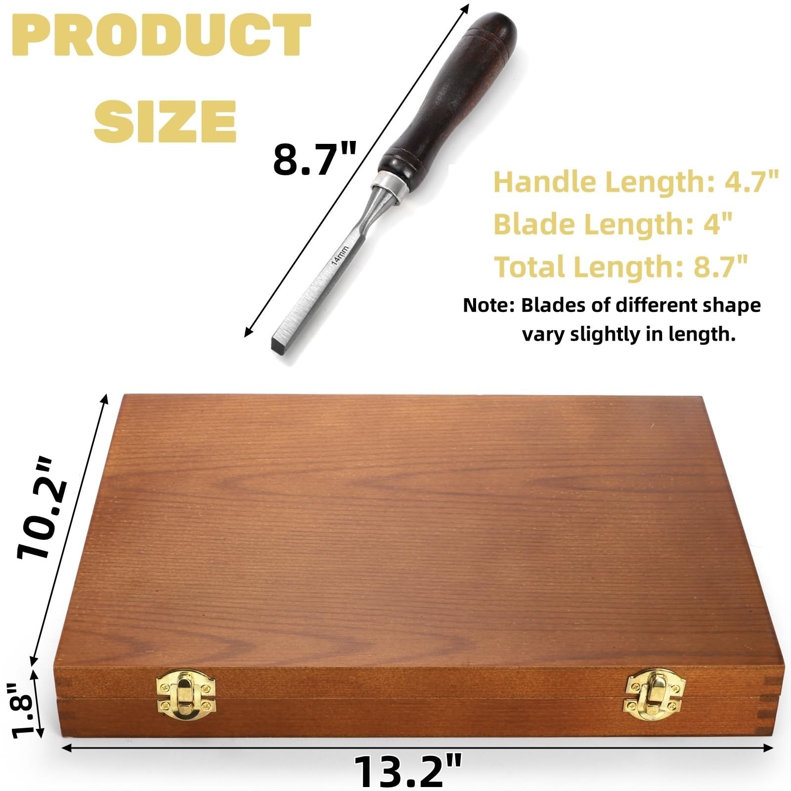 12 Pieces Wood Chisel Set, Woodworking Carving Tools with Wooden Box, CR-V St…
