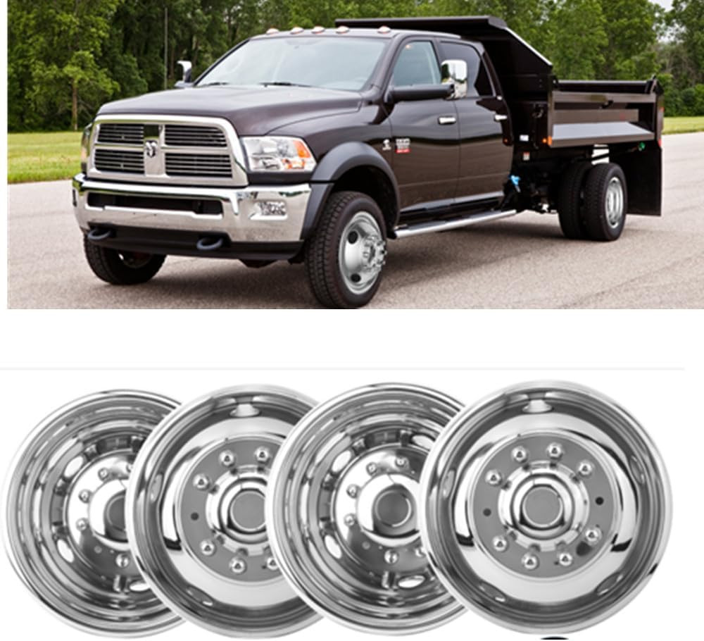 4Pcs19.5 Polished Stainless Steel Dually Wheel Simulator, 10 Lug 5 Hand Hole …