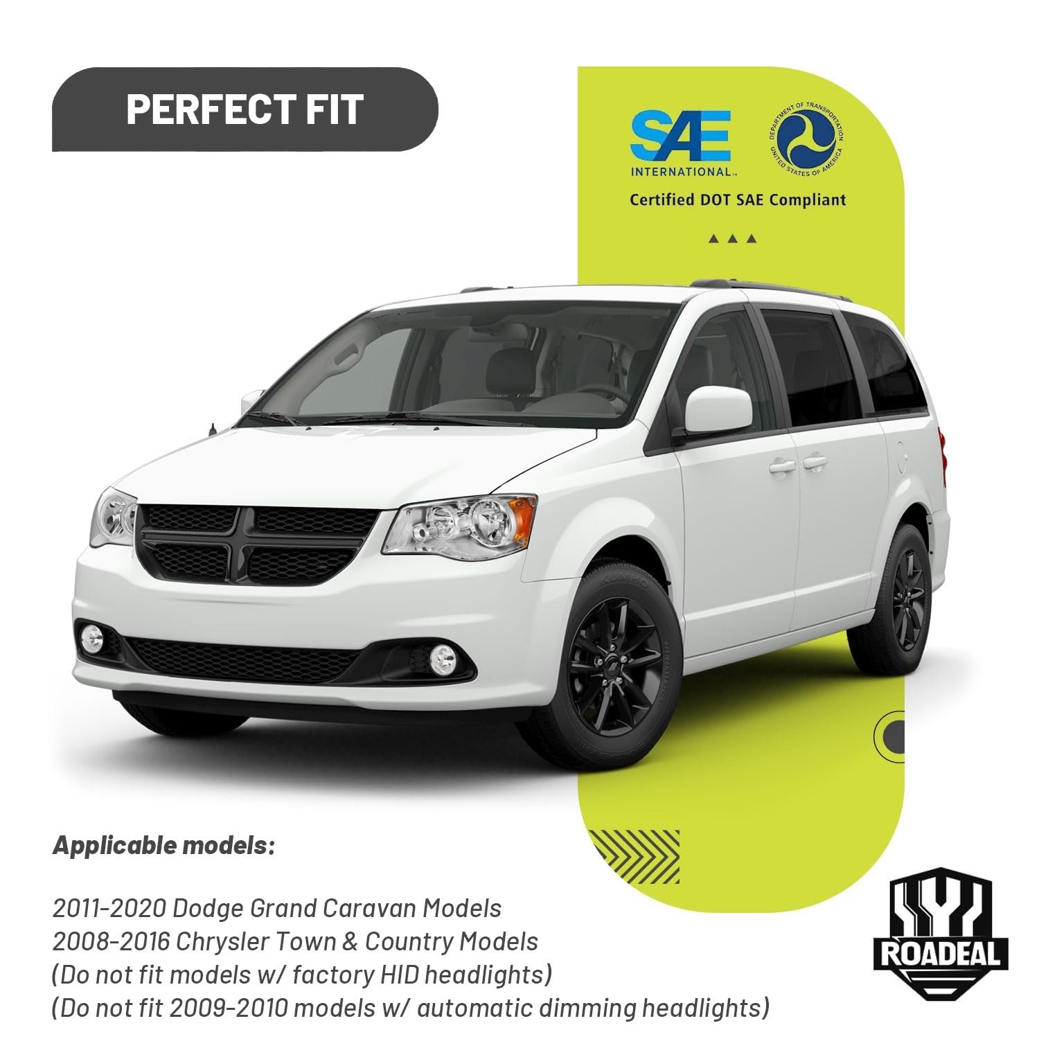 Headlights W/Bulbs for 2011-2020 Dodge Grand Caravan, for 2008-2016 Town Coun…