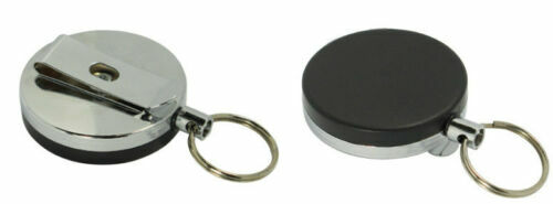 1.5″ Full Metal Retractable Pull Reel Clip ID Badge Holder Belt Key Chain
