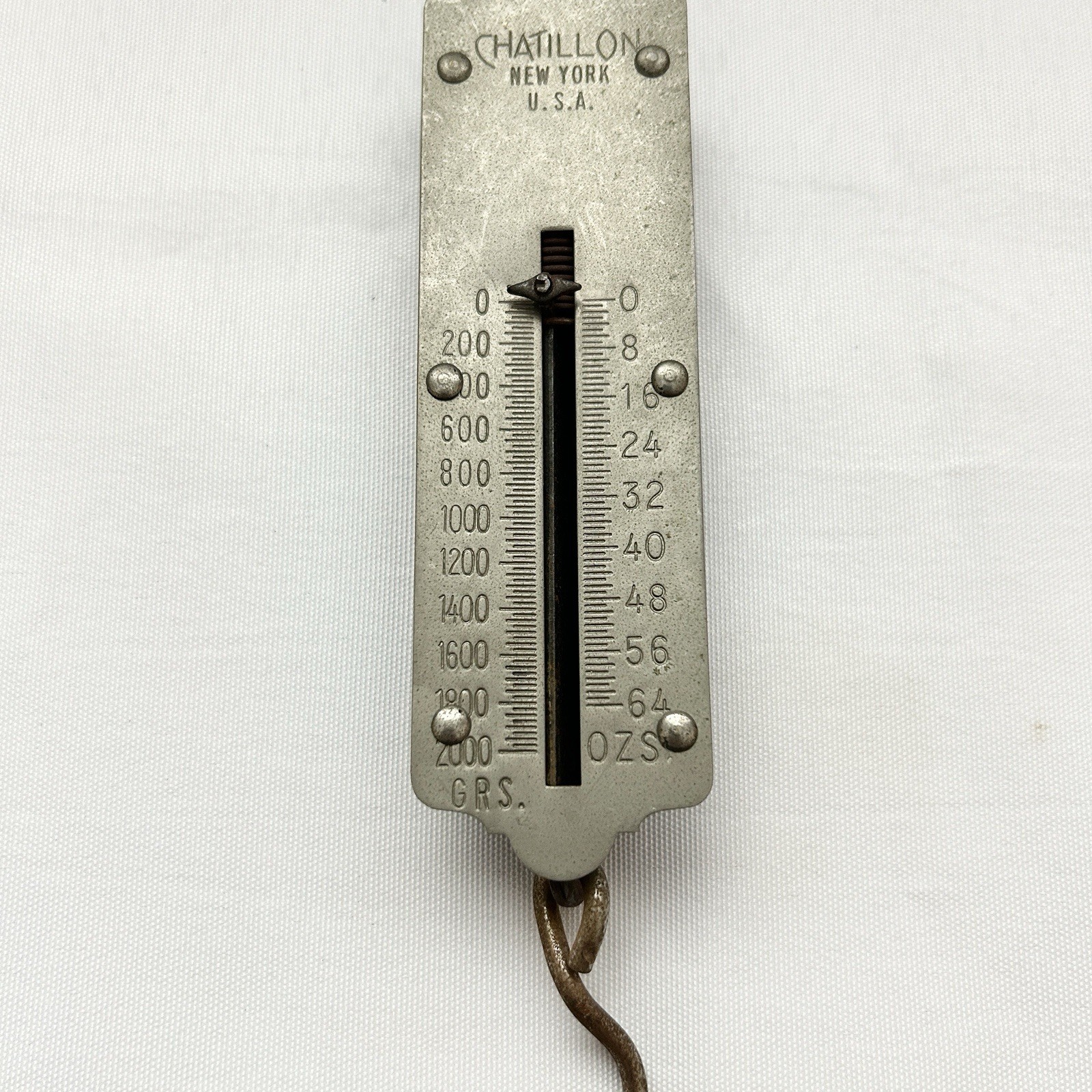 Vintage Chatillon Scale 64 OZ, 2000 Grams Hanging Metal Scale New York USA