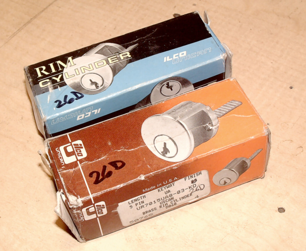 Two (2) ILCO 26D Rim Cylinders 5-Pin Brass Satin Silver Face *Read Description*