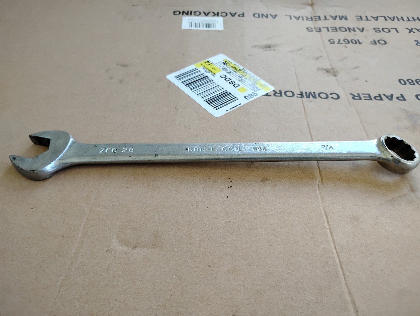 Vintage Bon-E-Con 7/8” Combination Wrench 12 Point ZEB28 Bonney USA Pre-Owned