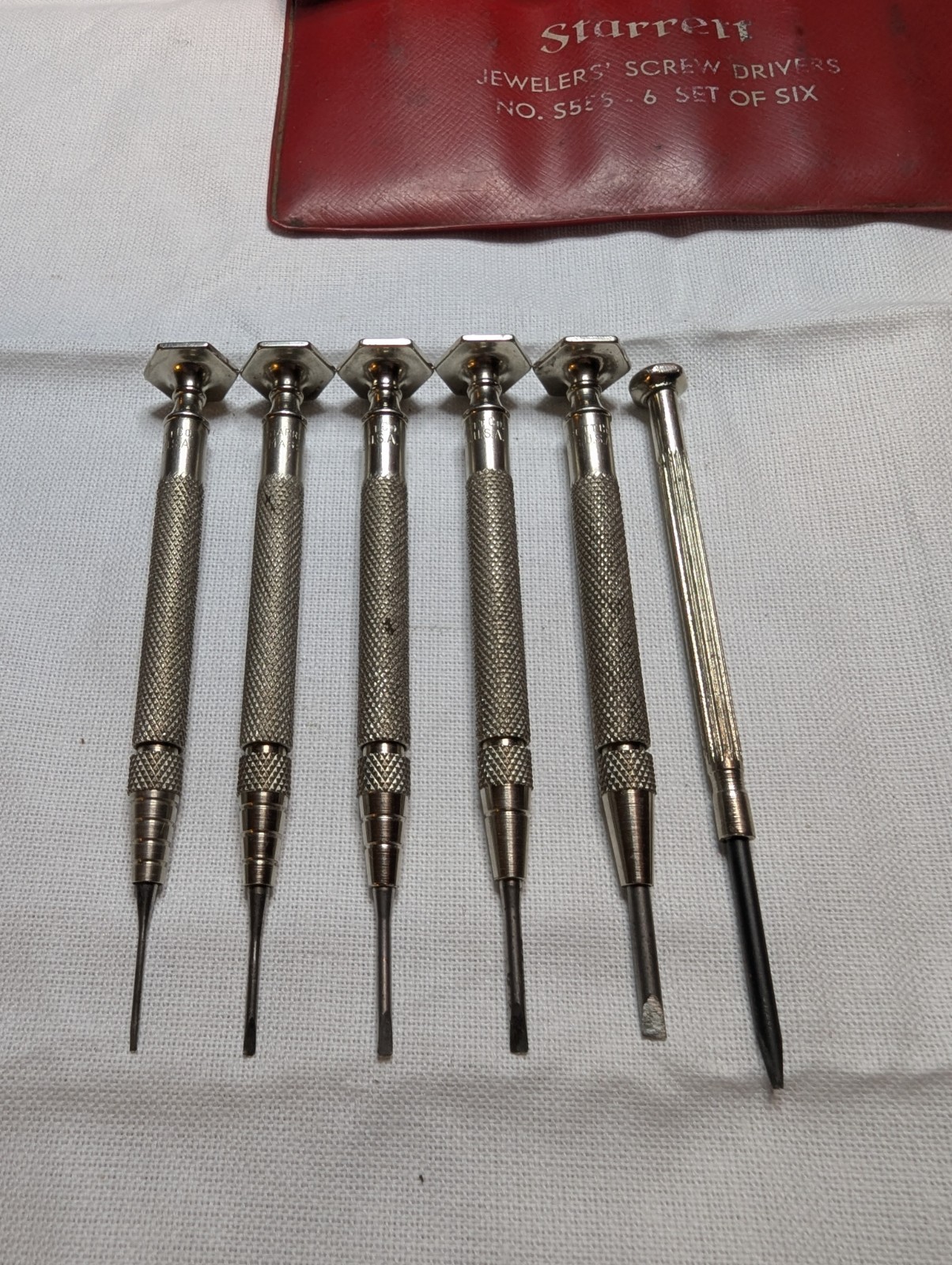 Vintage The L.S. Starrett Co. S555 Jewelers 6-Piece Screwdriver Set w/Case USA