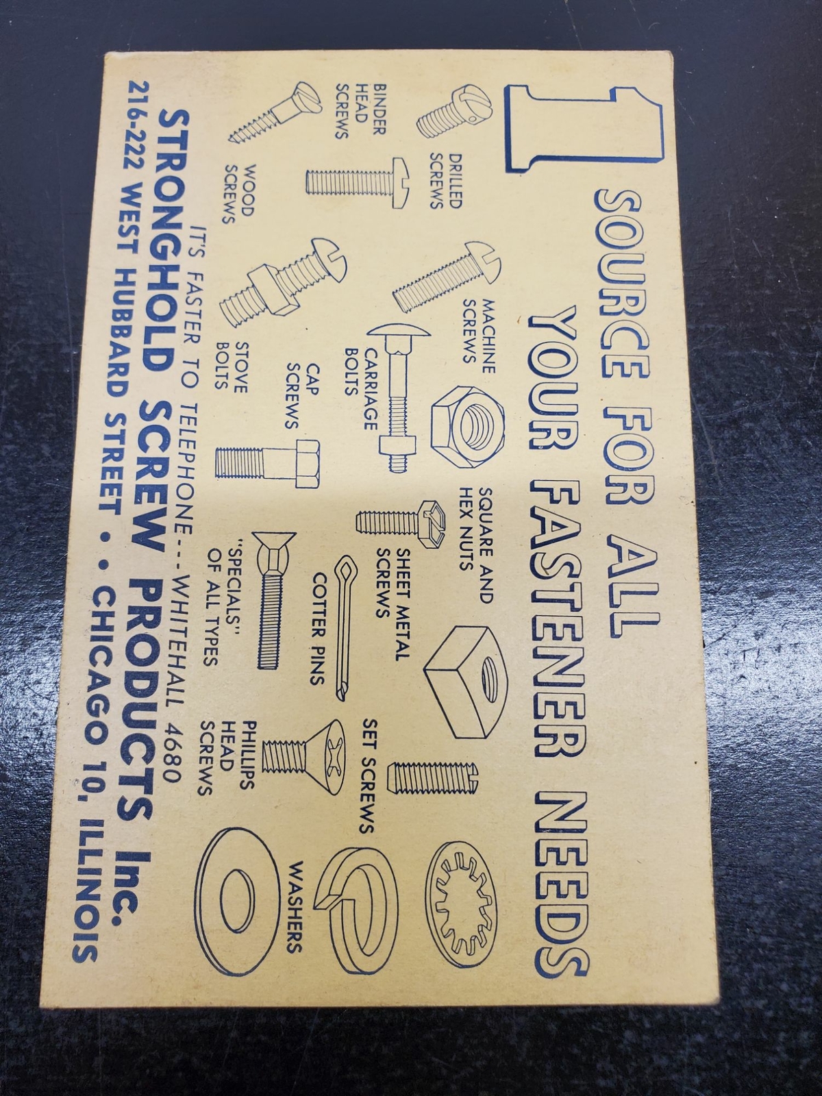 Vintage Stronghold Screw Products Decimal Equivalents of Twist Drills Card – Chi