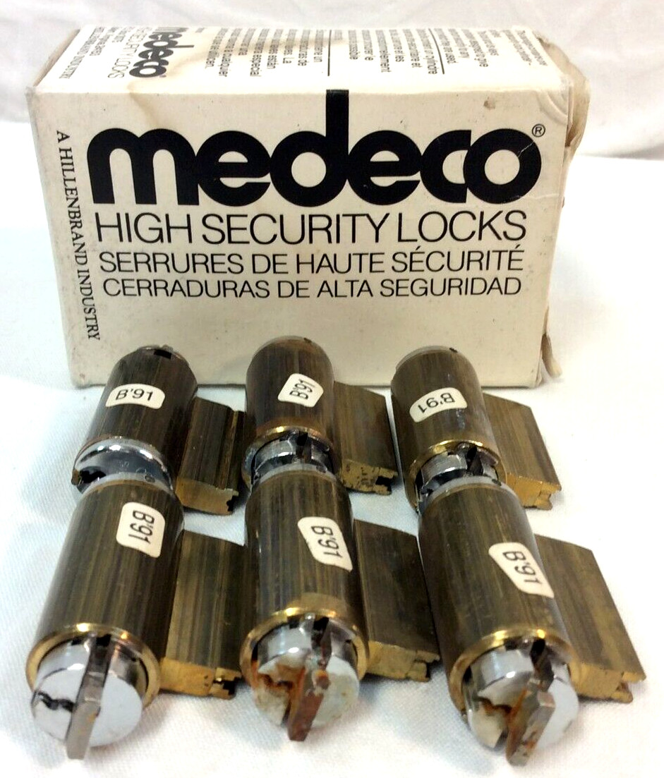 Six (6) MEDECO SR Lock Satin Chrome 20-20514 High Security Lock ~cylinders only