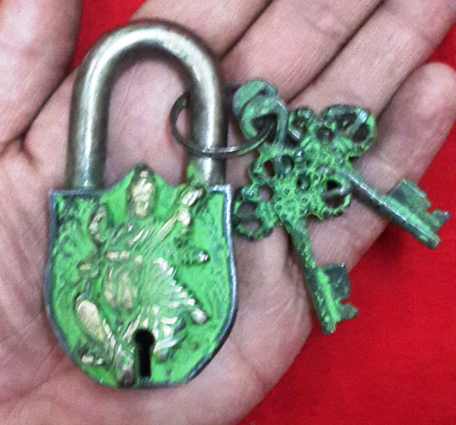 Saraswati Maa Padlock Brass Goddess Lock Vintage Style Reproduction Design BM65