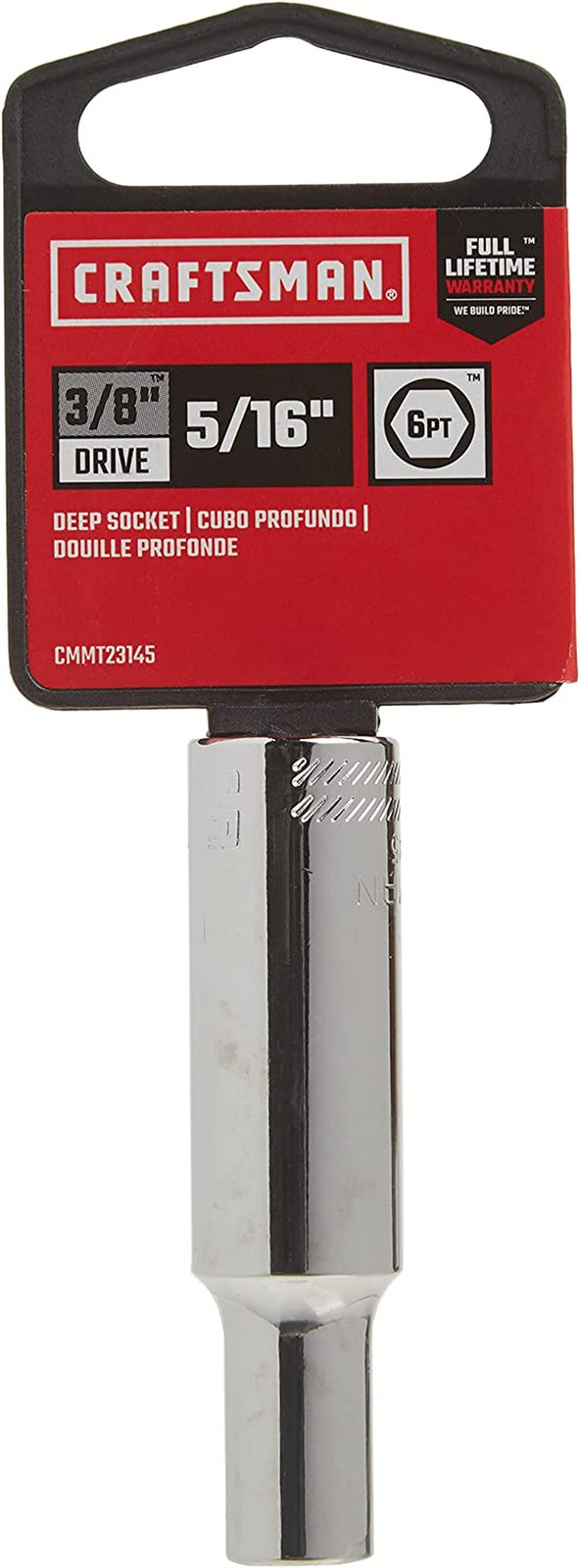 Craftsman Deep Socket, SAE, 3/8-Inch Drive, 5/16-Inch, 6-Point (CMMT23145)…..
