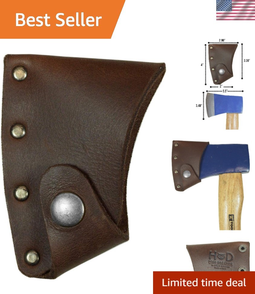 Stylish Bourbon Brown Leather Hatchet Cover – Riveted Design & Lifetime
