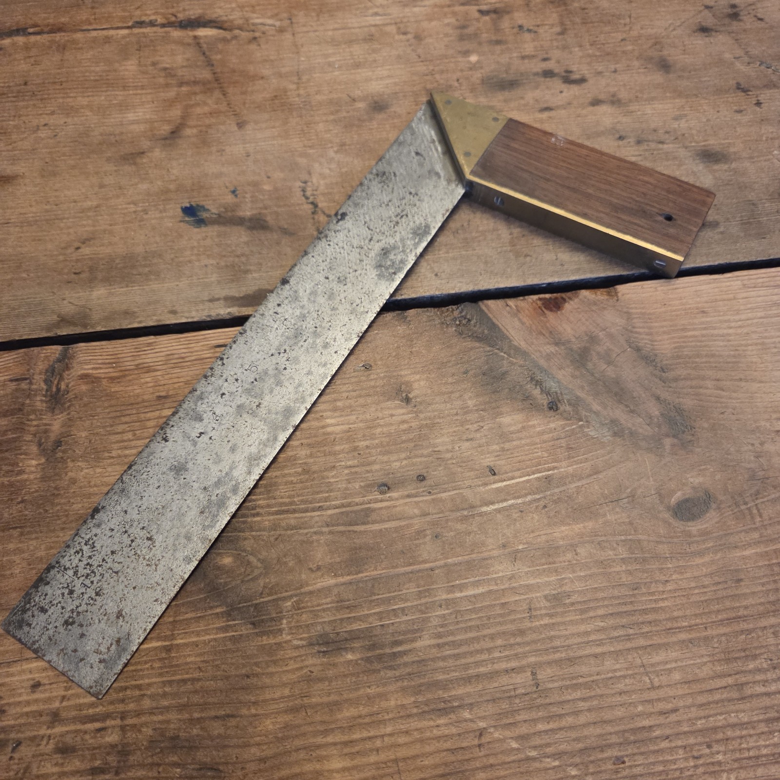Antique Try Square-Precision Tool, 12″ Blade. & Rose Wood Handle. ~ FREE SHIP!