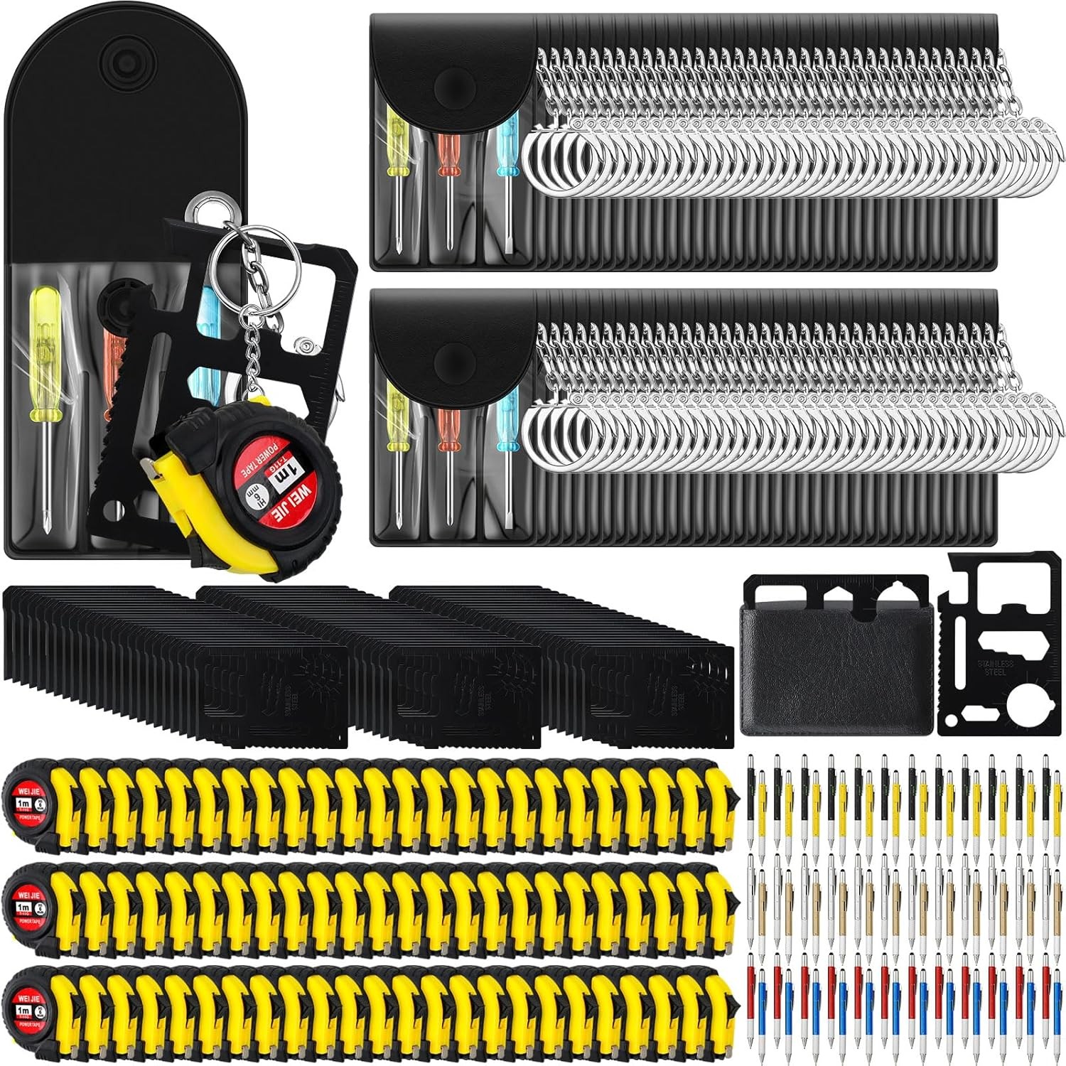 288-Piece Mini Screwdriver Keychain Set: (Red, Yellow, Blue)