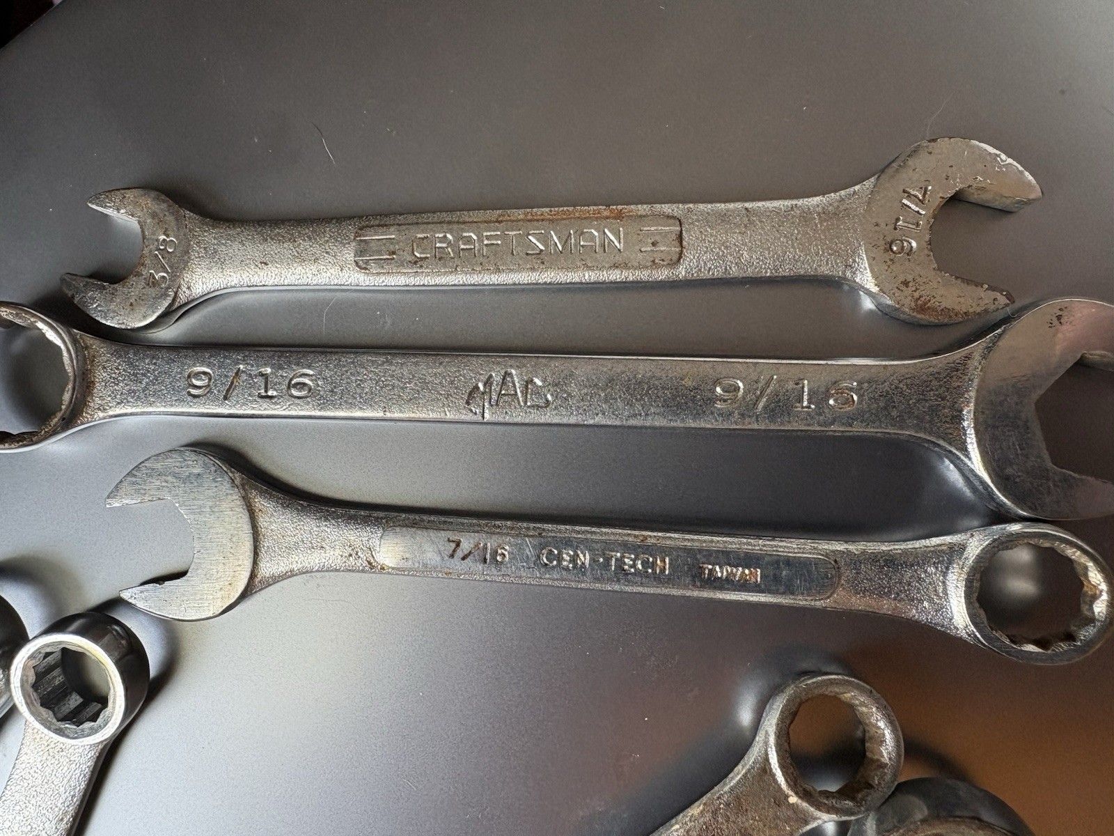 Lot of 10 Mixed Wrenches, Various Brands & Sizes: Craftsman, Thorsen, Great Neck