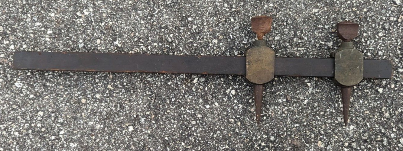 Vintage Brass & Wood Trammel Points