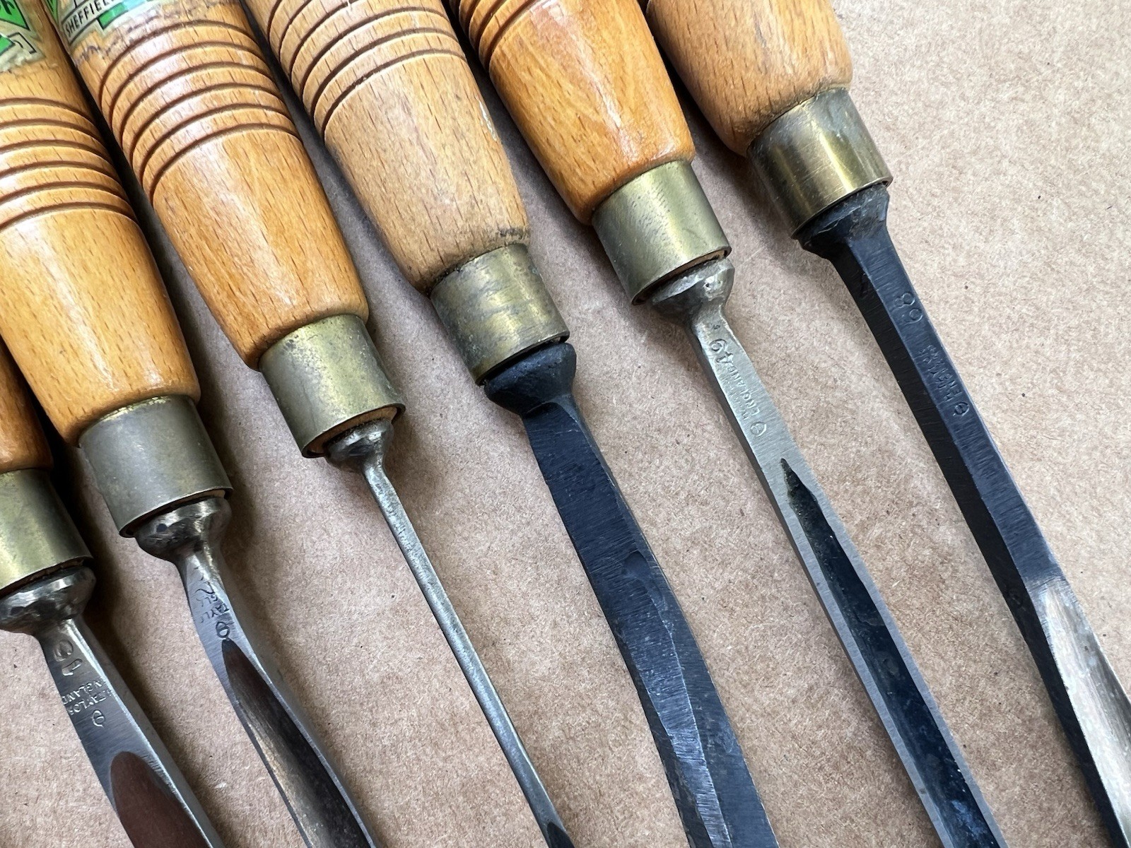 🇺🇸Vintage 8 Piece Set Of Acorn Henry Taylor Wood Carving Tools England🇺🇸