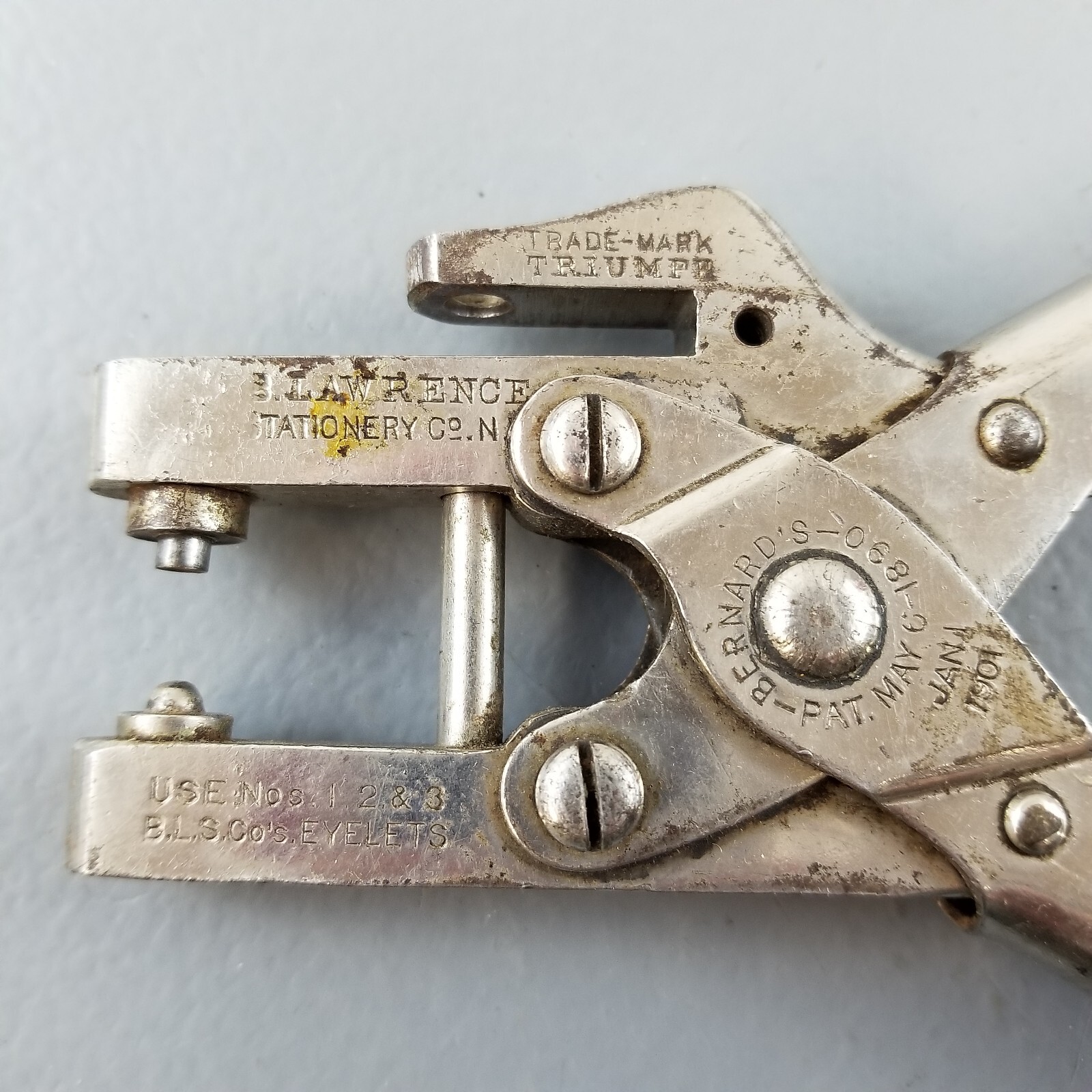 Vintage Antique Bernard’s, W. Schollhorn Co. Leather Eyelet Hole Punch Pat. 1890