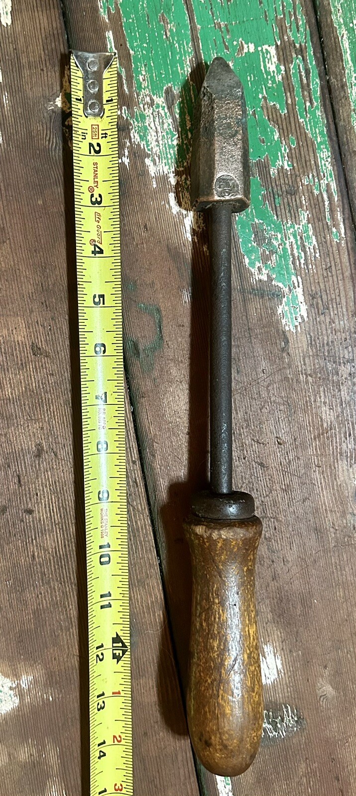 Vintage ETM Copper Head Wood Handled Blacksmith Sodering Iron