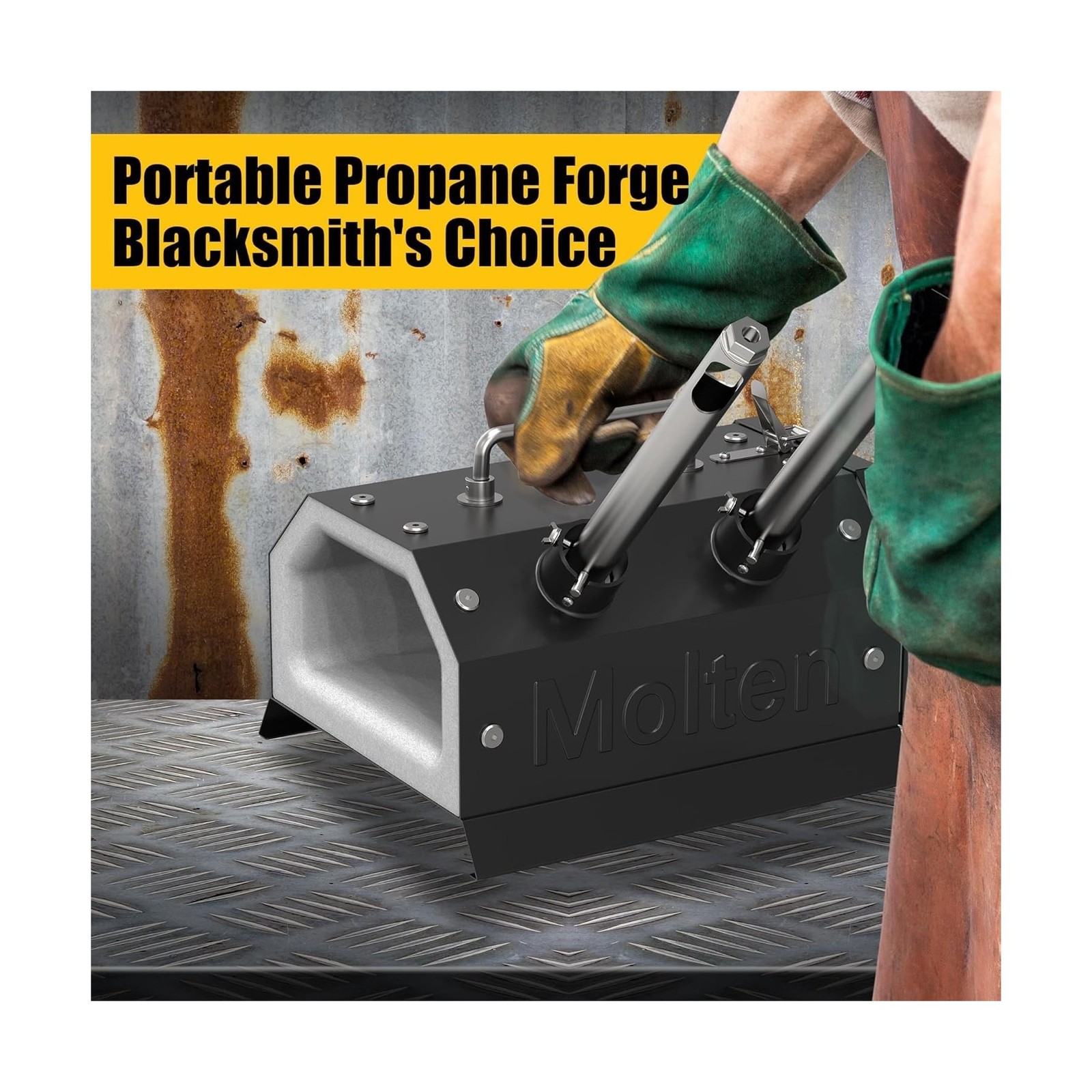 MMasters 2 Burner Propane Forge 2600°F Gas Forge for Blacksmithing and Knif
