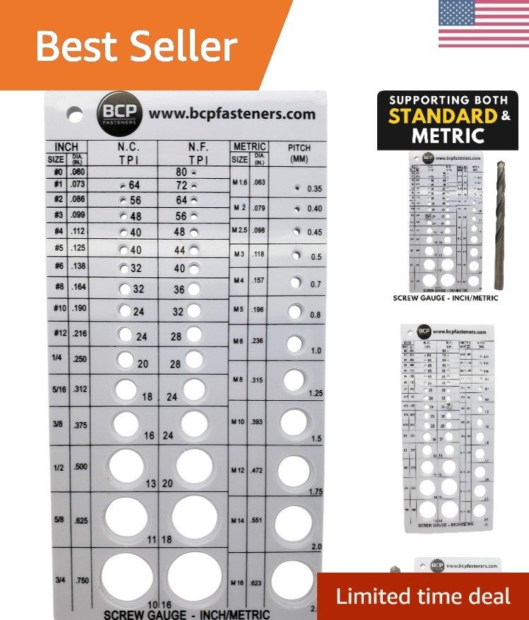 Screw Thread Gauge | Metric and SAE | Recommends Drill Bit & Tap Size