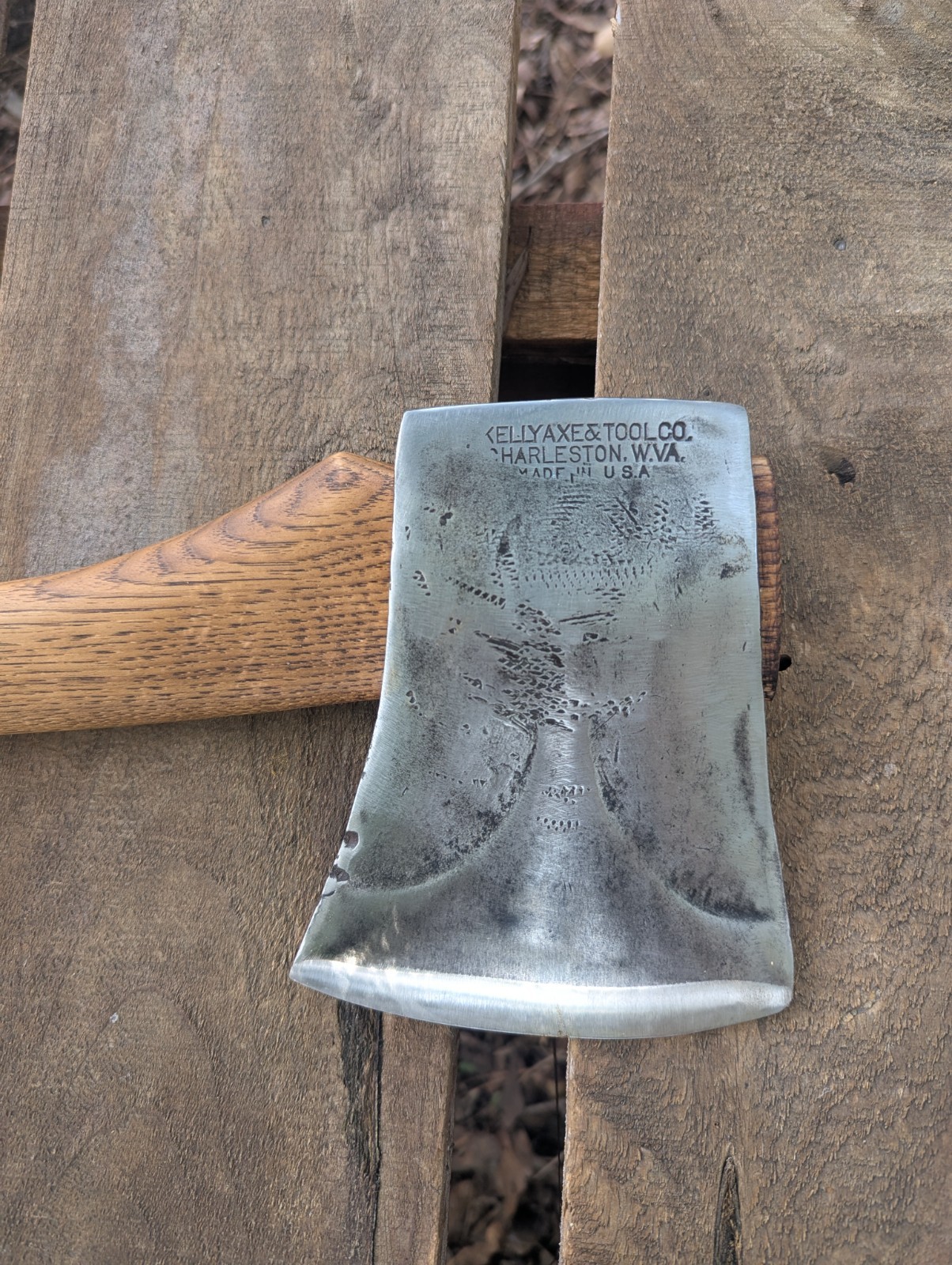 Vintage Kelly Axe & Tool Co. 3.5 Lb Phantom Bevel Tassie Pattern Axe On Hickory