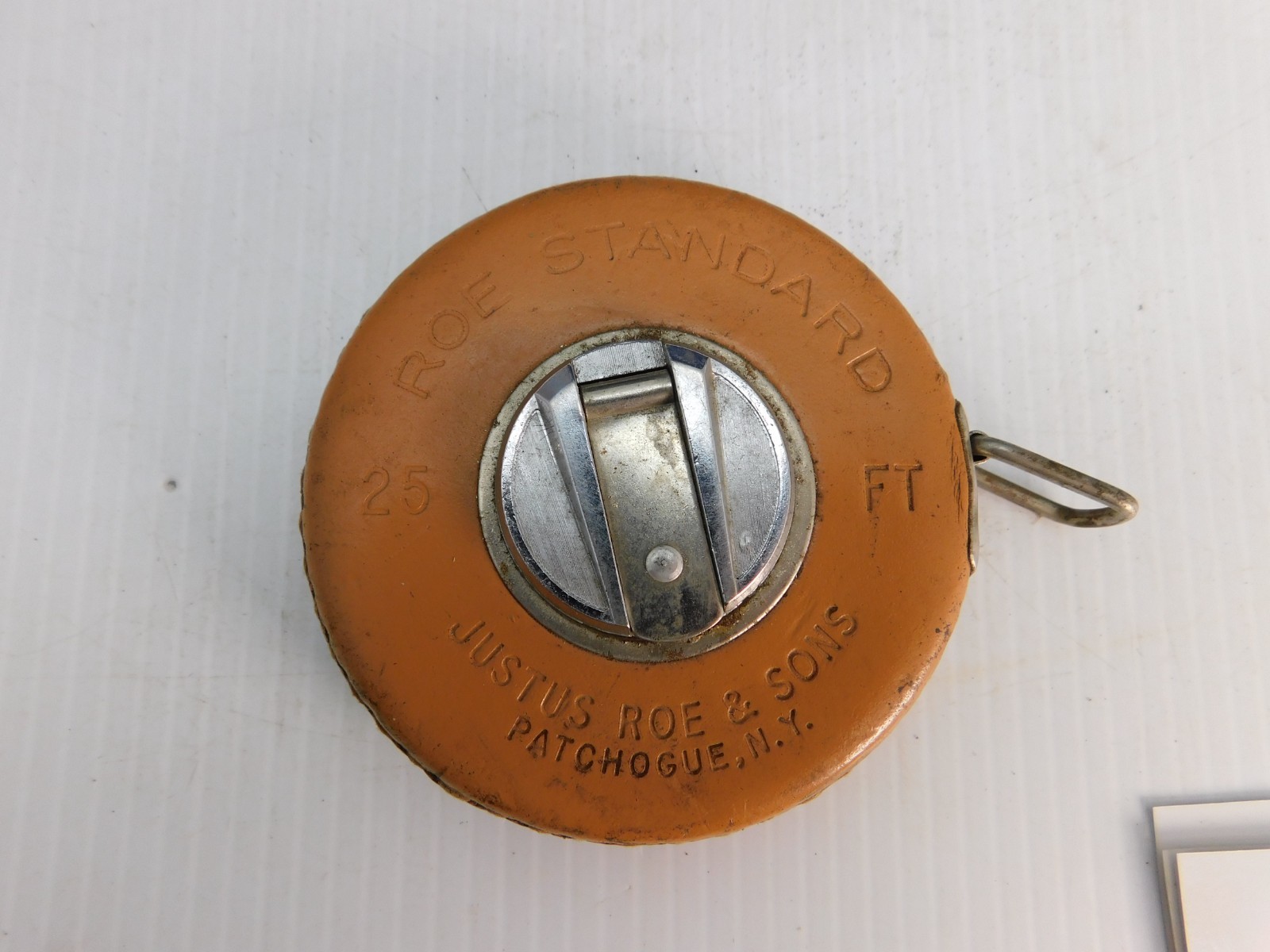 Vintage Justs Roe & Sons Steel Tape Measure, 25ft, Leather Cover,