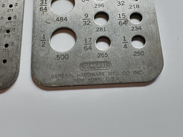 Set of 2 Vintage General Hardware Drill Gauges No. 14 & 15