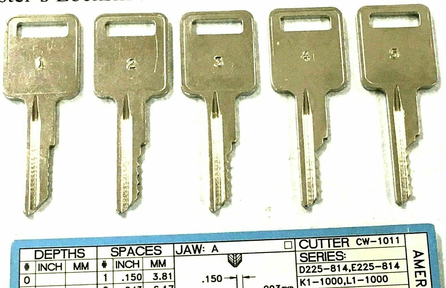 American Motors RA4 RA3 1970AM Space And Depth Keys 5 Cut Blanks