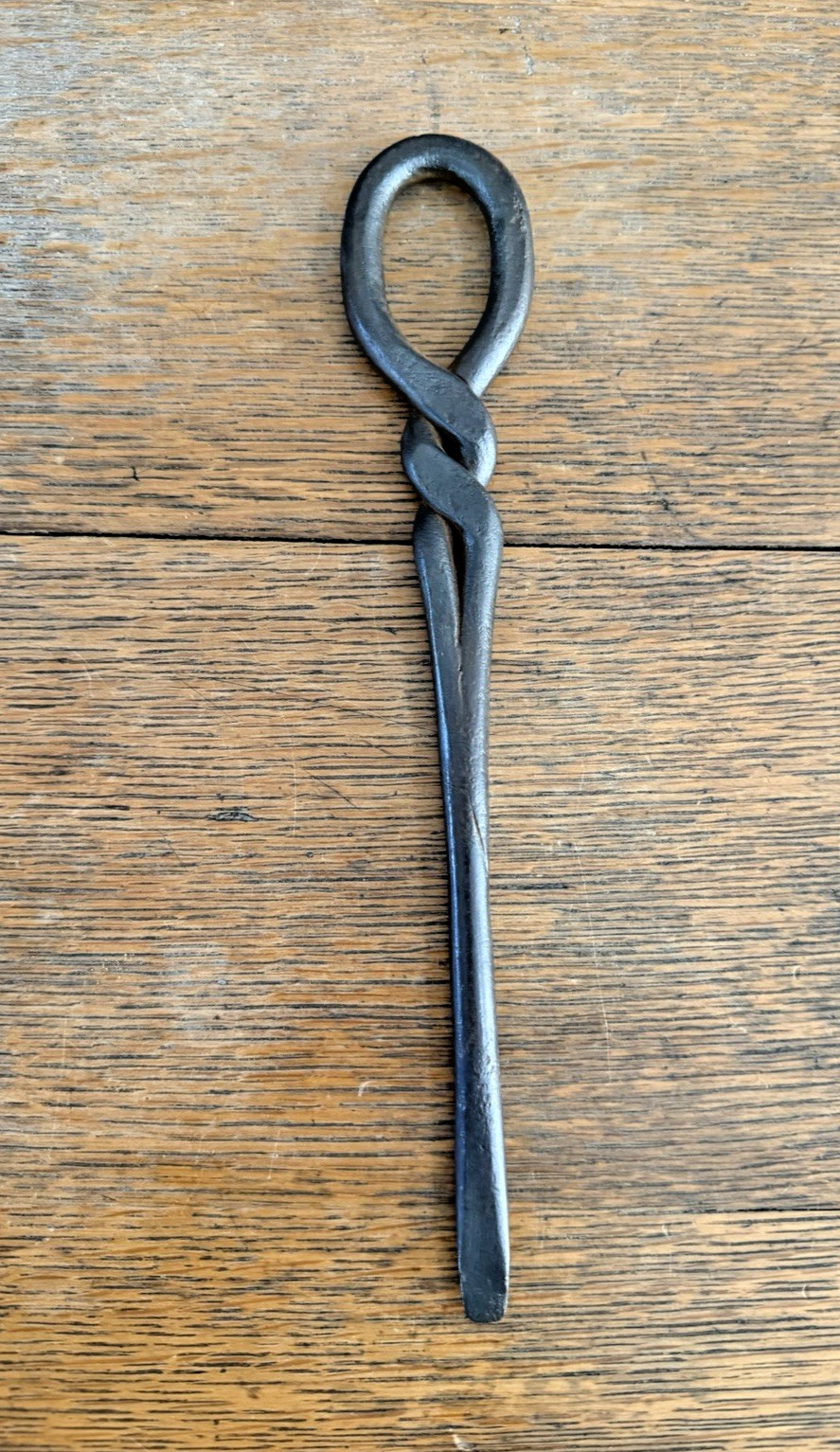 Vintage Hand Forged Blacksmith Flathead Screwdriver Twisted Iron Tool 10″