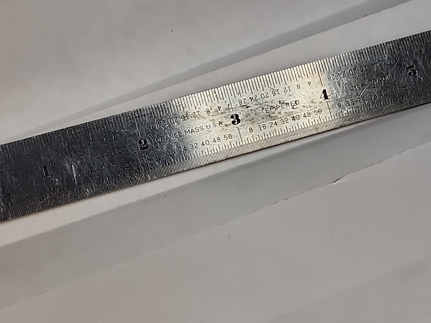 Vintage Union Tool Co No 4 Tempered Grad 6″ Ruler Machinist Rule Orange Mass USA