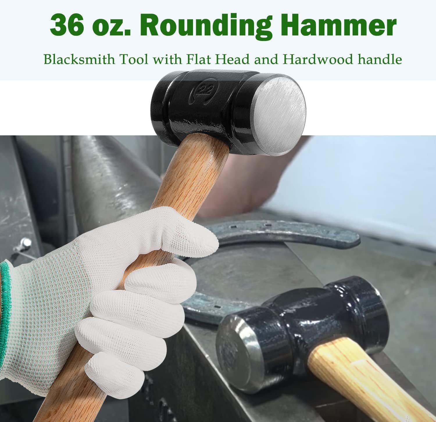 36oz Blacksmith Farrier Rounding Hammer Tool For Blacksmithing Forged Tools.