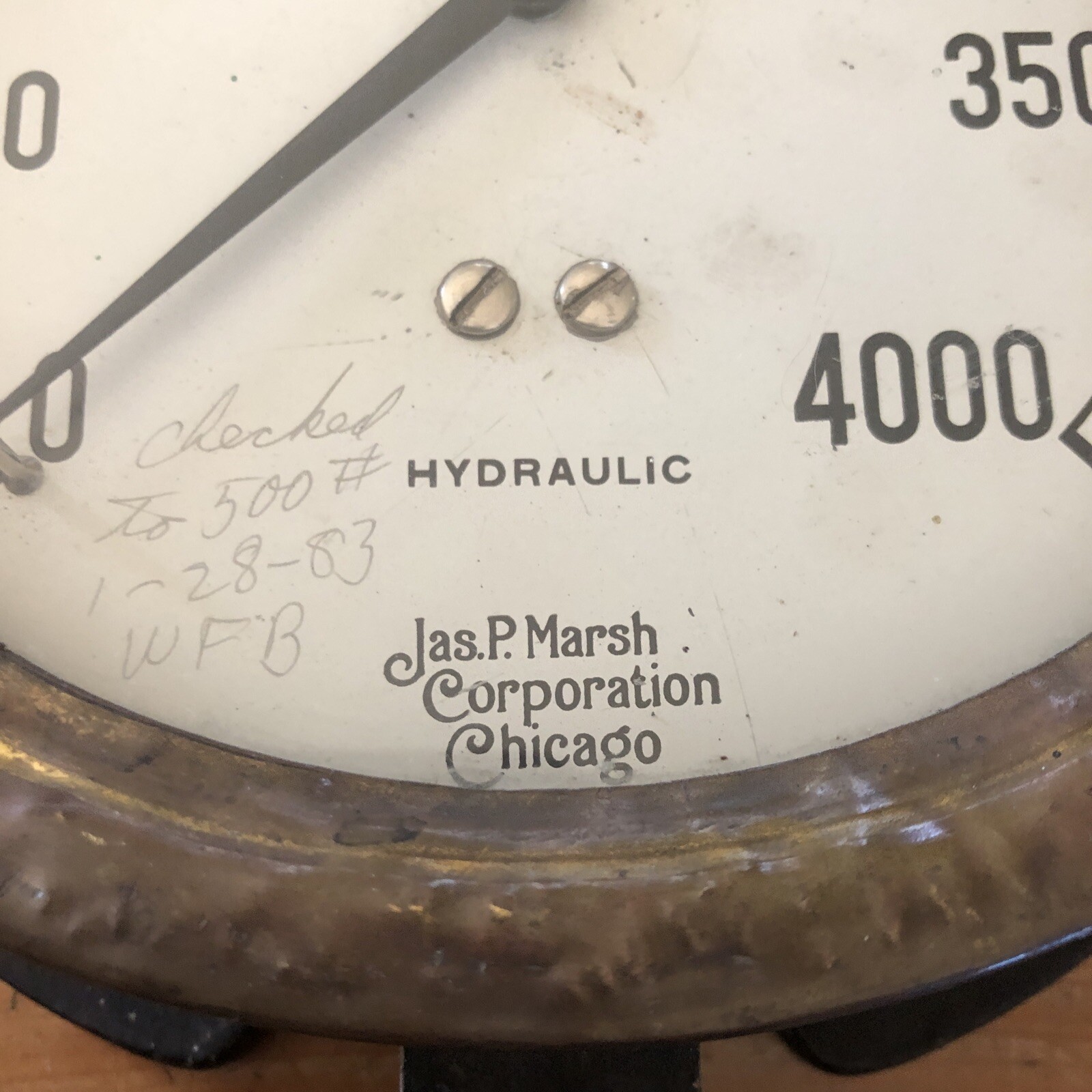 Vintage Has. P. Marsh Corp 4000 Psi Hydraulic Gauge 6 3/4”