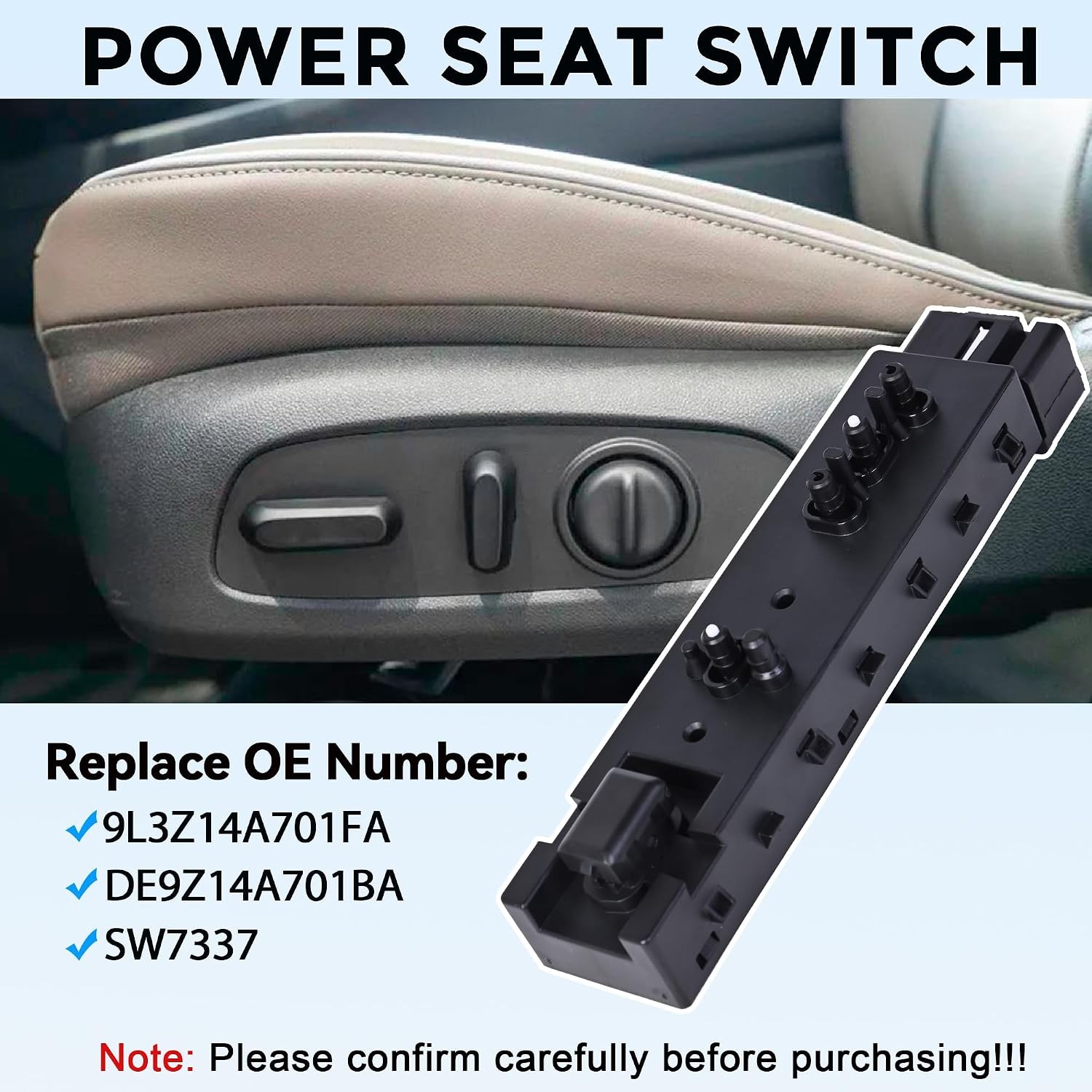 Ford Power Seat Switch Passenger Side Adjustment Compatible 2006-2019 Ford