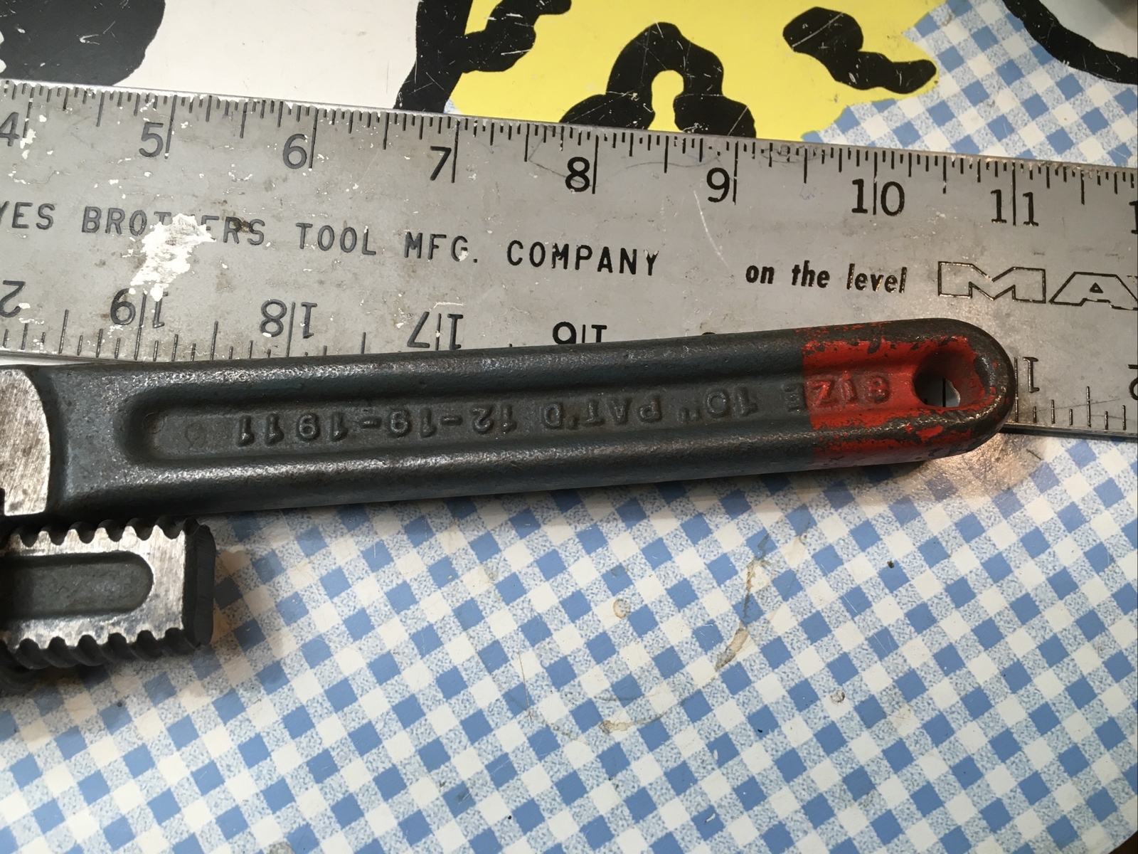 TRIMONT 10″ TRIMO MONKEY WRENCH FLAT JAW PAT’D 12-19-1911 Roxbury Mass Nice