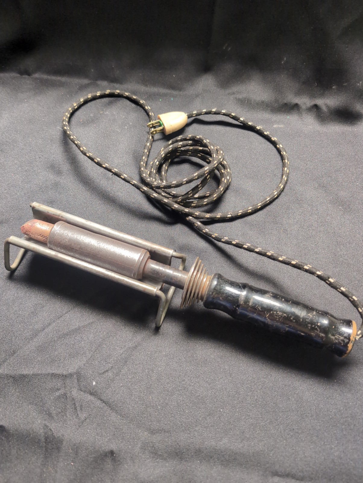 Antique Jackson Standard Electric Soldering Iron With Tray And Wooden Handle